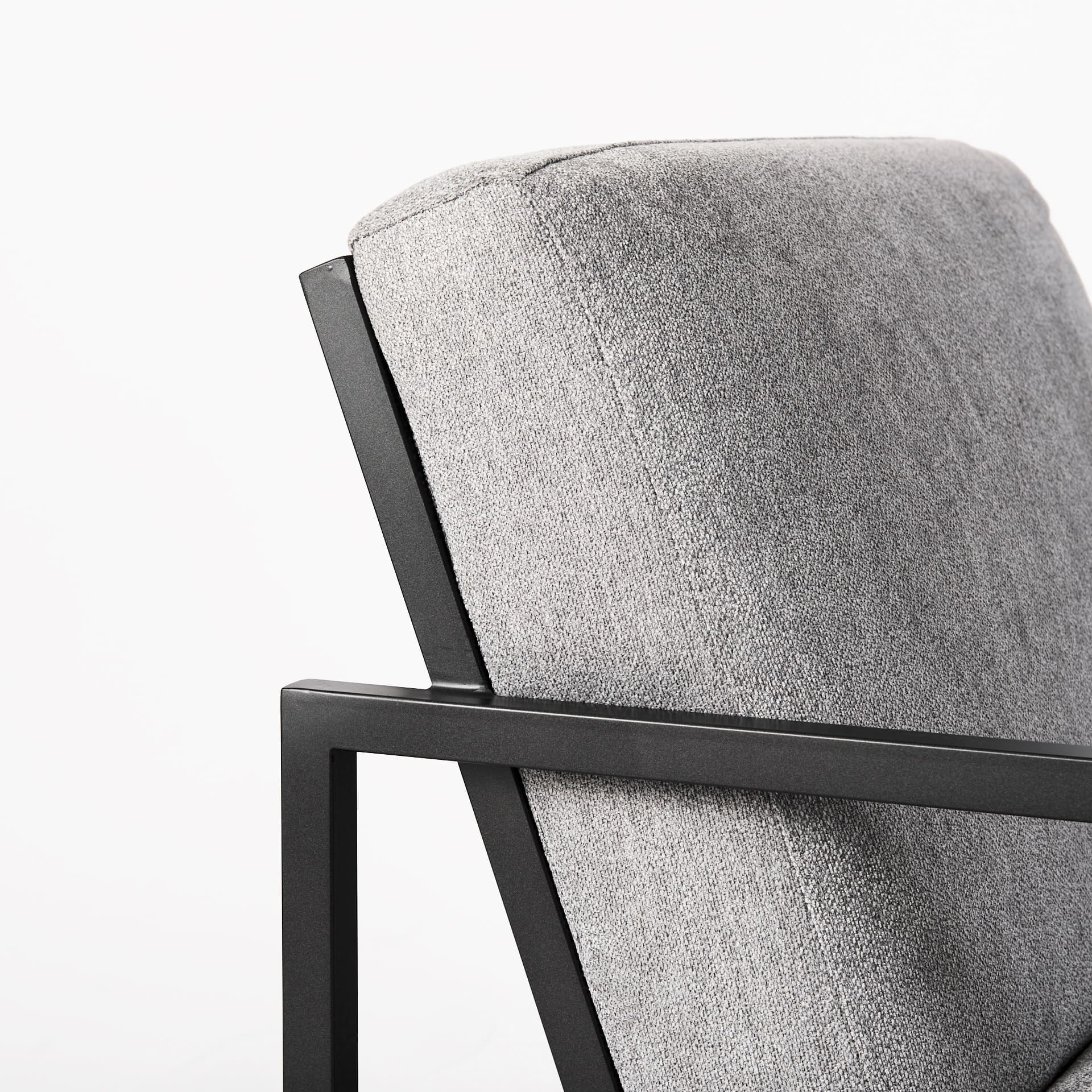 Armelle Gray Fabric Seat W/Black Metal Frame Accent Chair — product photograph