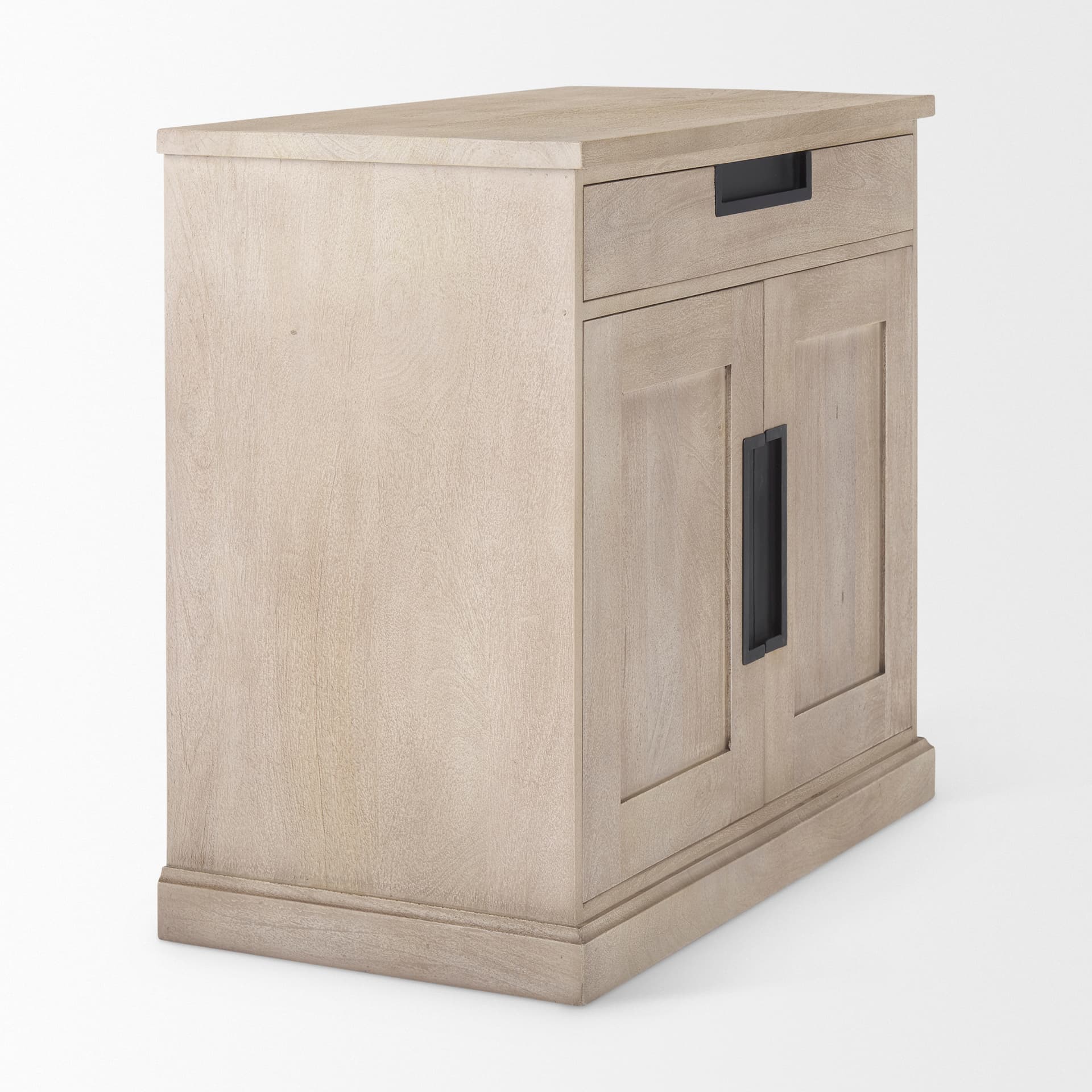 Braxton 33.5L x 18.5W x 31.5H Beige Wood W/Black Accents 2 Door Accent Cabinet — product photograph
