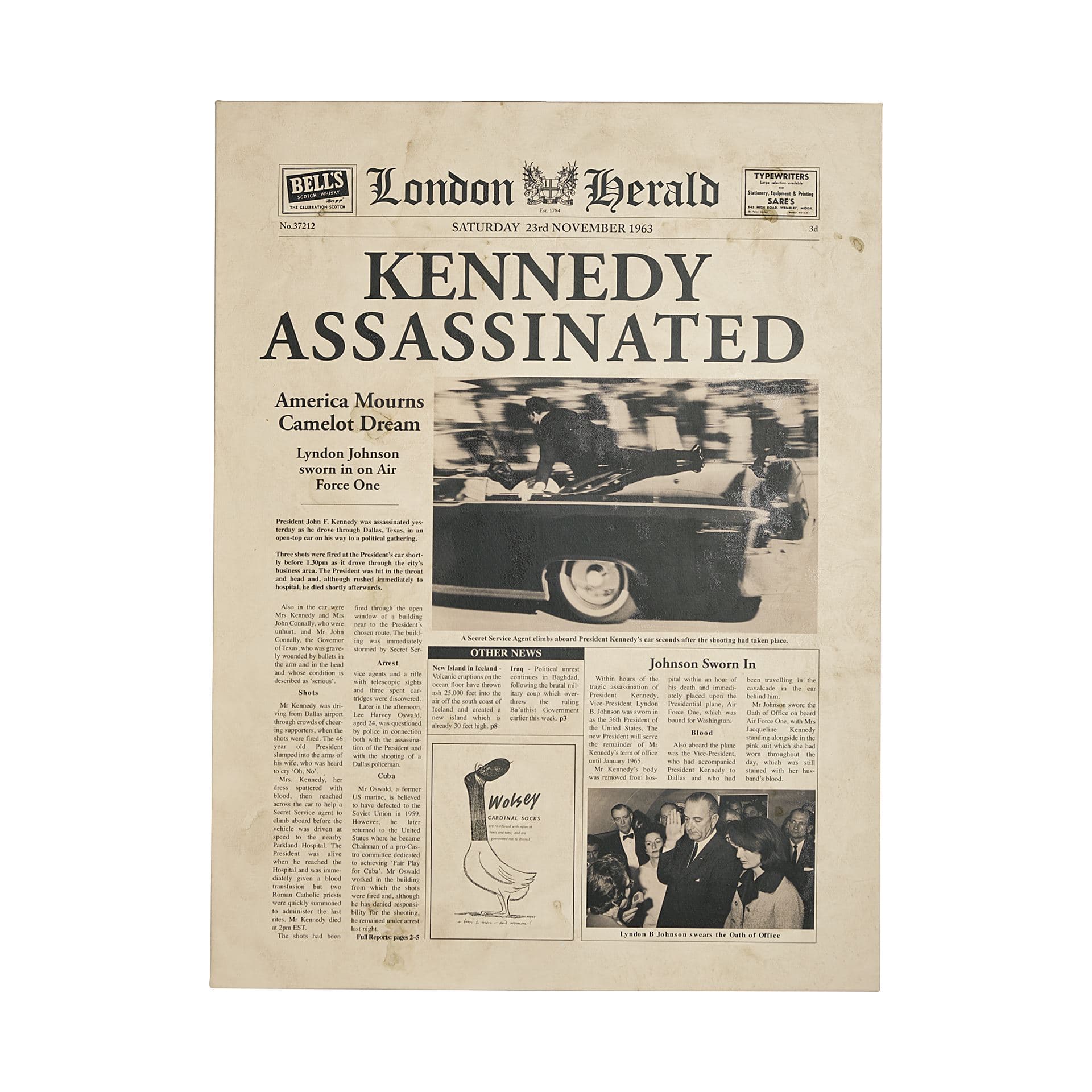 Kennedy Assassinated by Mercana Studio a Hand Embellished Textured Canvas — product photograph