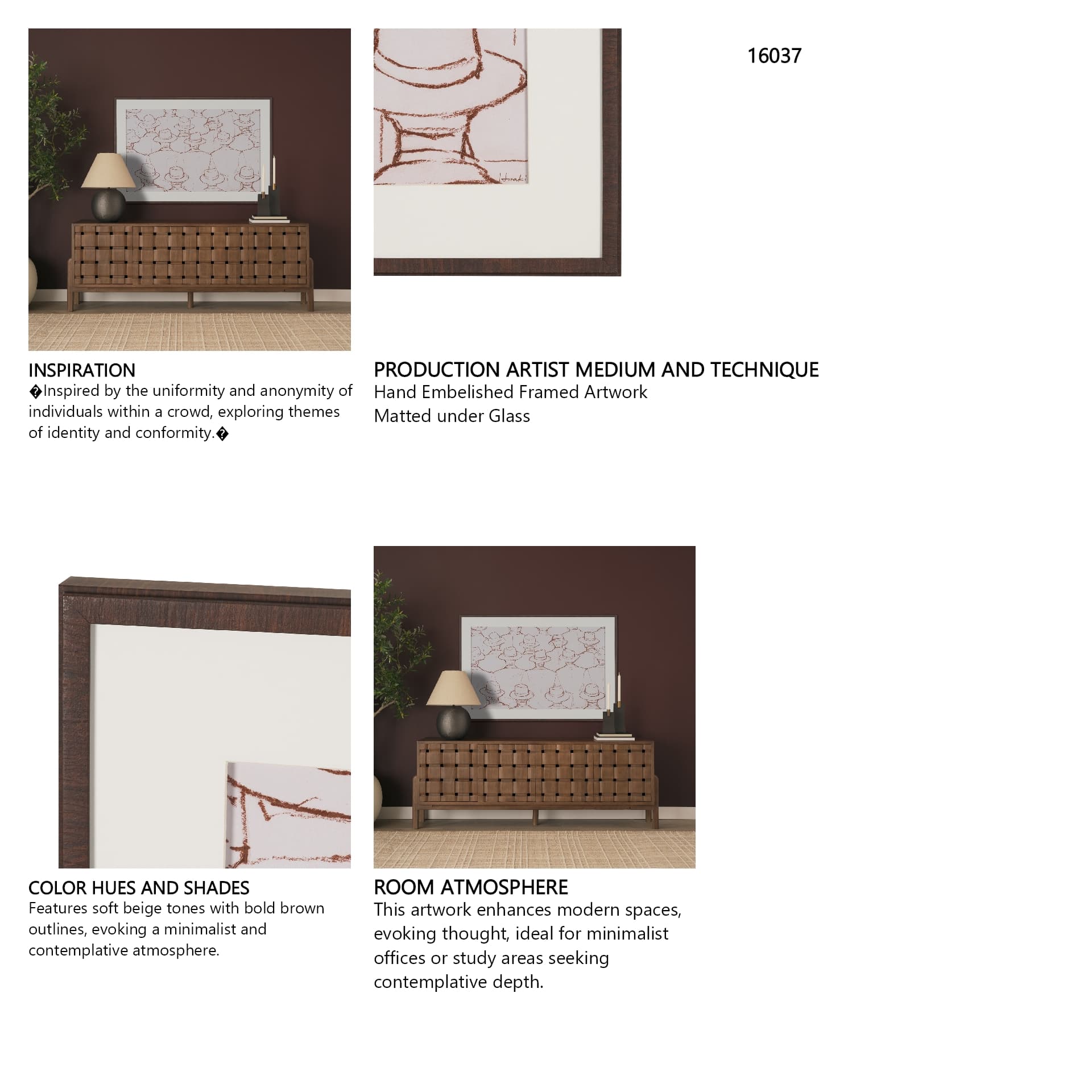 Hats by Mercana Studio Hand Embelished Framed Artwork Matted under Glass — in a styled room