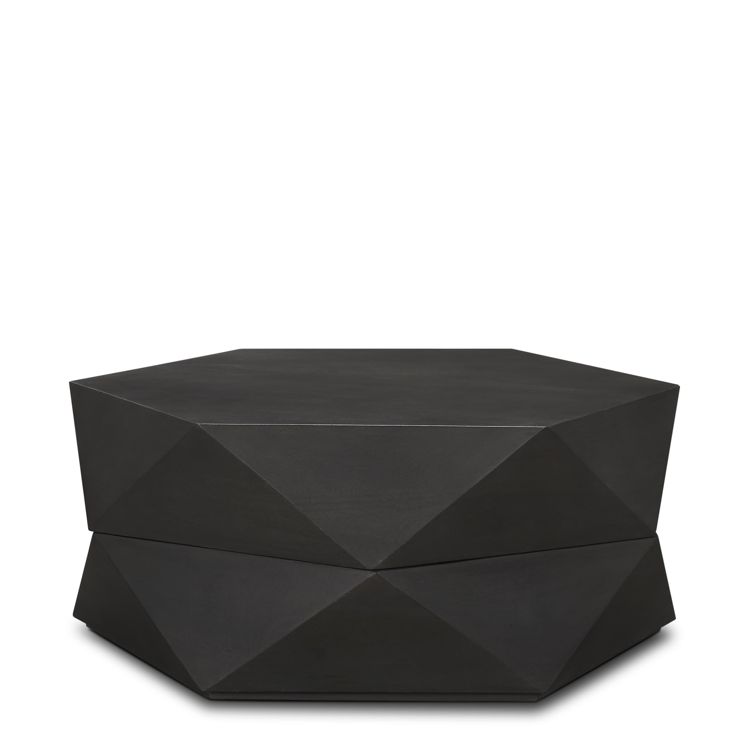 Arreto 36" Hexagonal Hinged Solid Wood Top and Base Coffee Table — product photograph