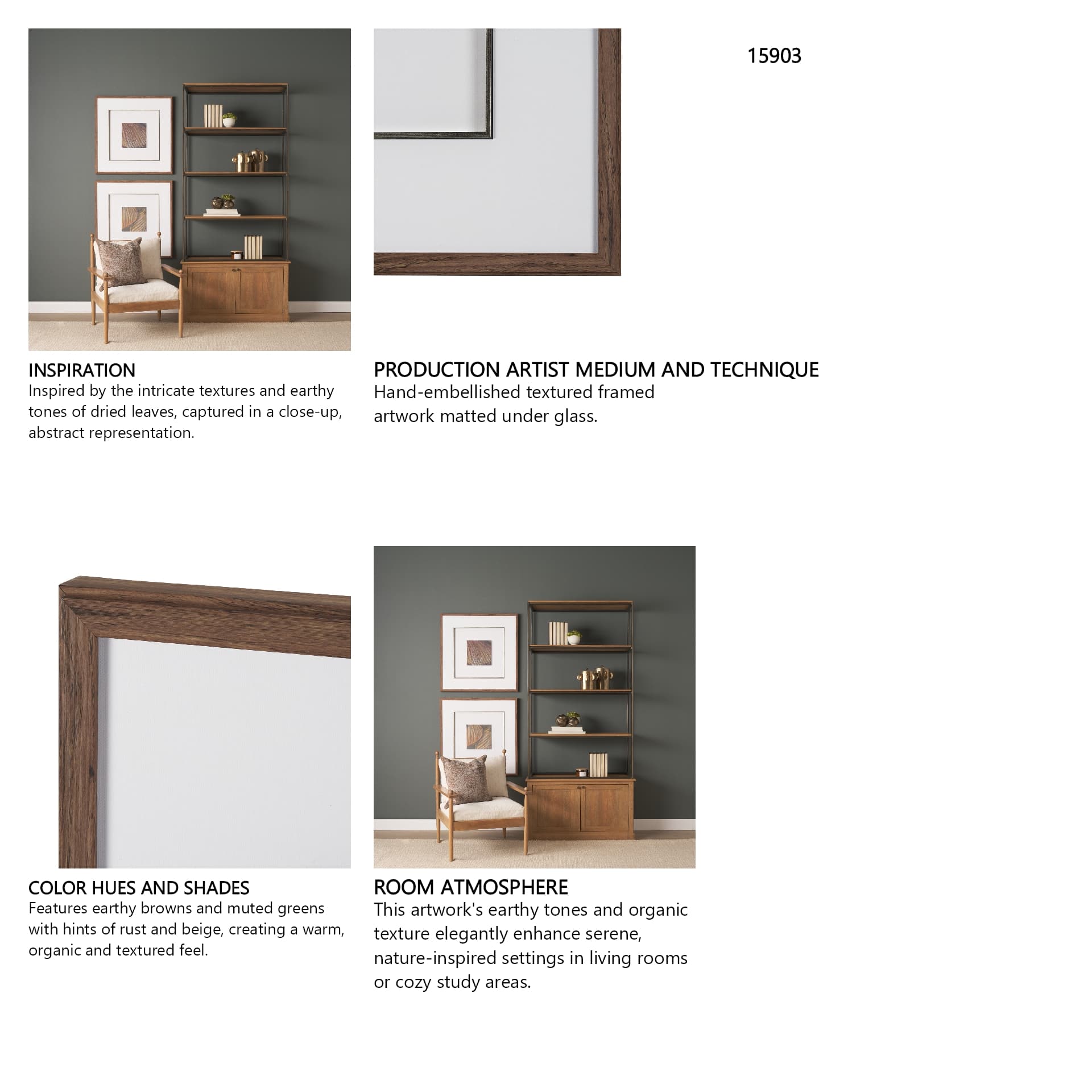 Patterned Silence IV by Mercana Studio Hand Embelished Framed Artwork Matted under Glass — in a styled room