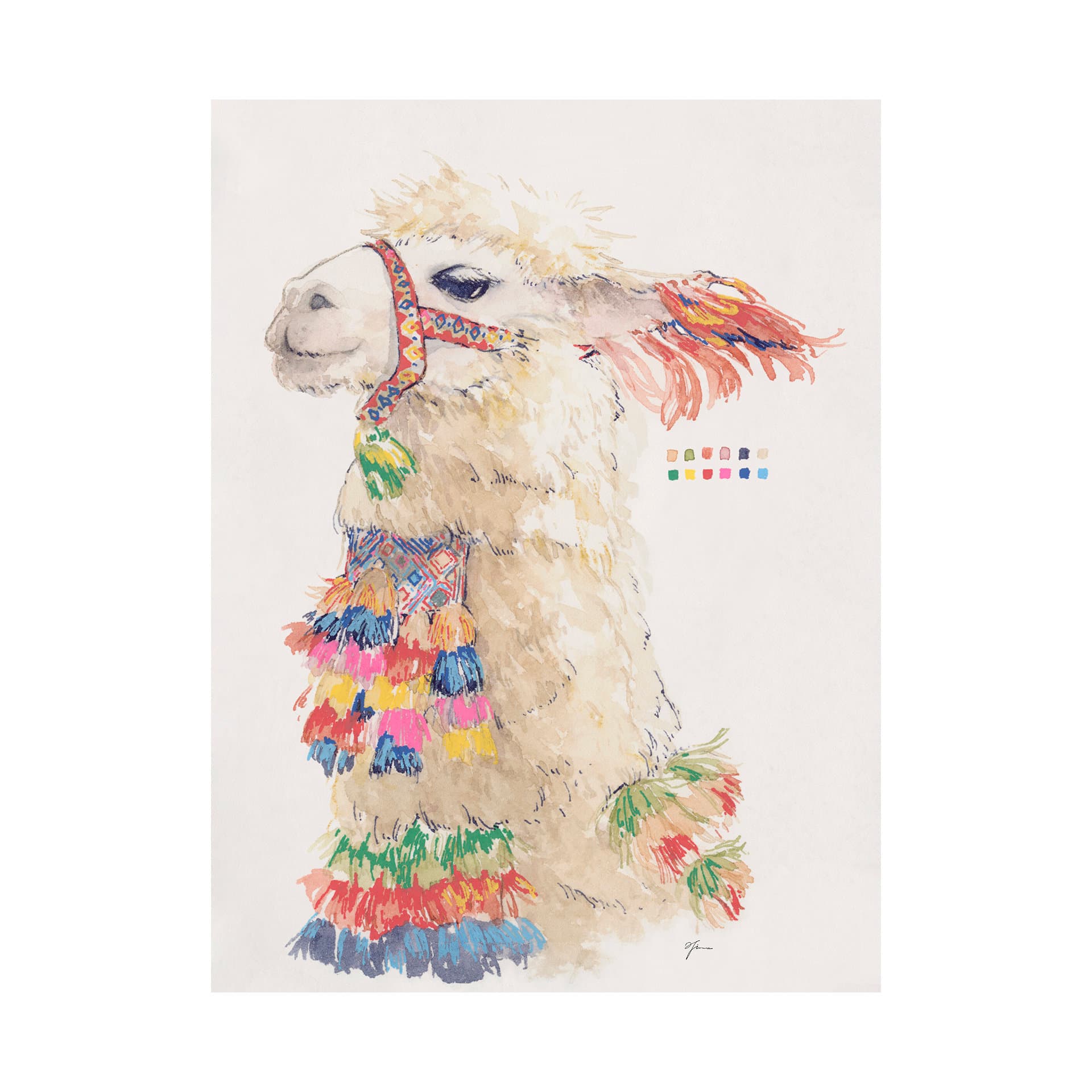 Lama III by Mercana Studio a Hand Embellished Textured Canvas — product photograph