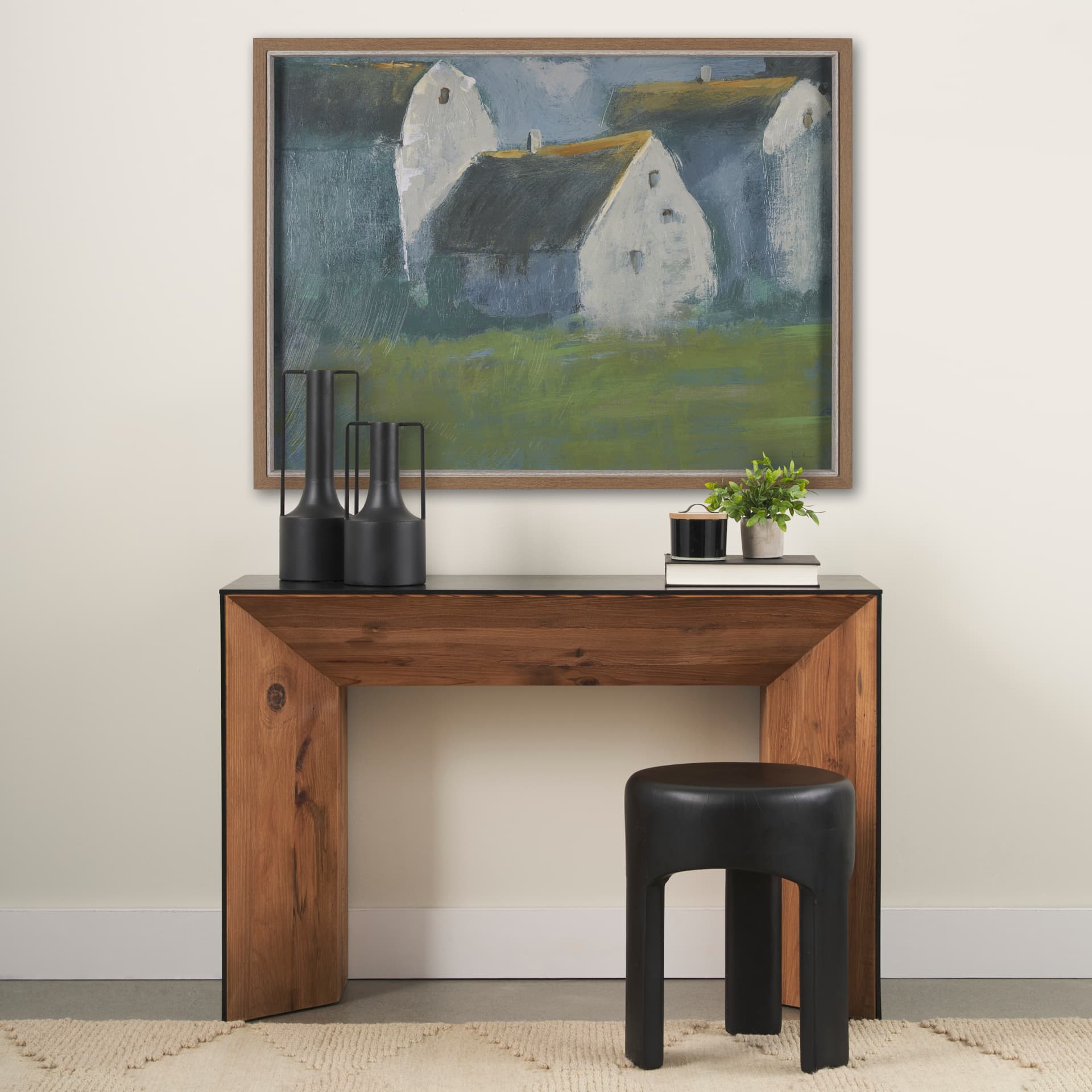 Structured View III by Mercana Studio a Hand Embellished Framed Art Print — in a styled room