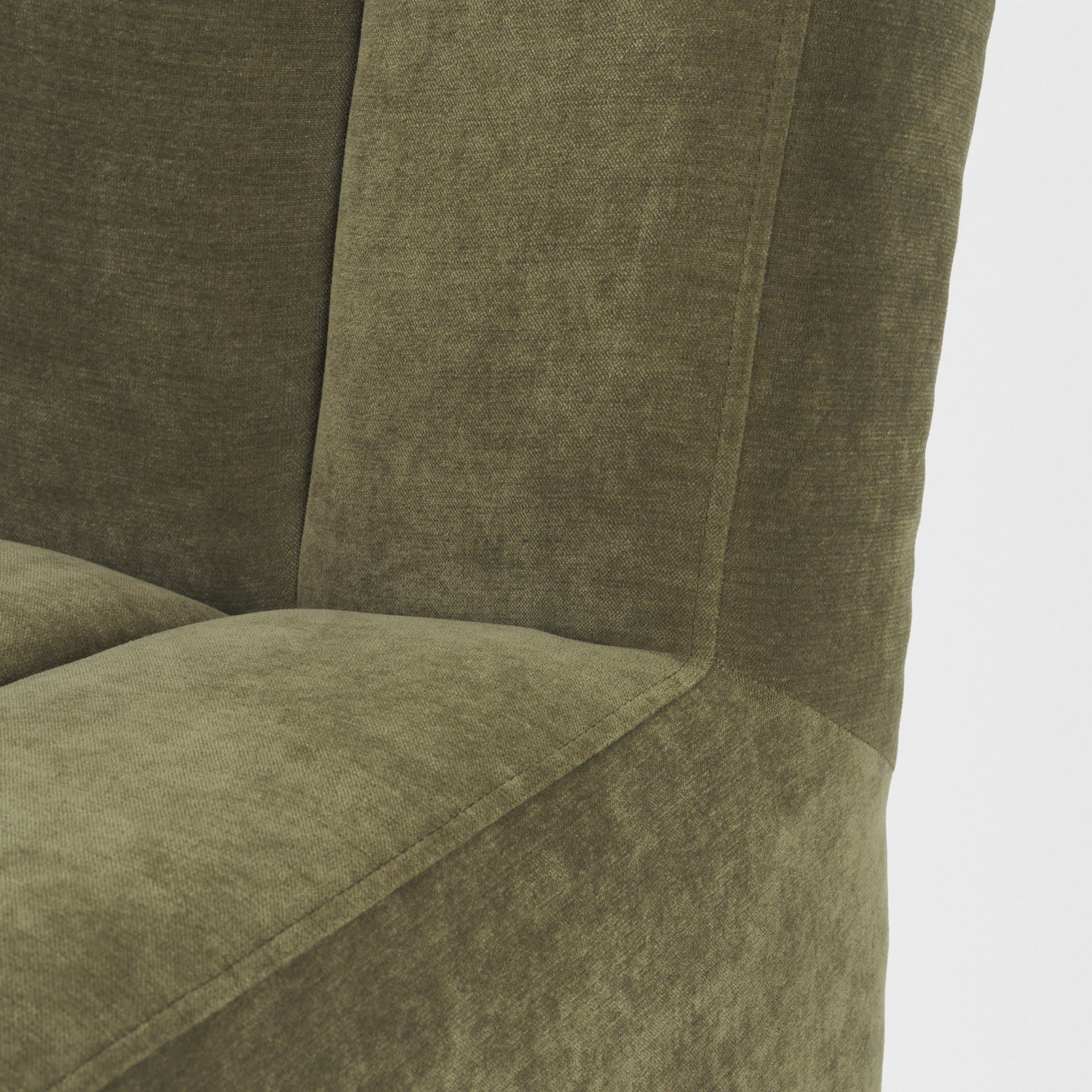 Wilkins Barrel Back Dining Arm Chair | Moss Olive Fabric w/ Wood — product photograph