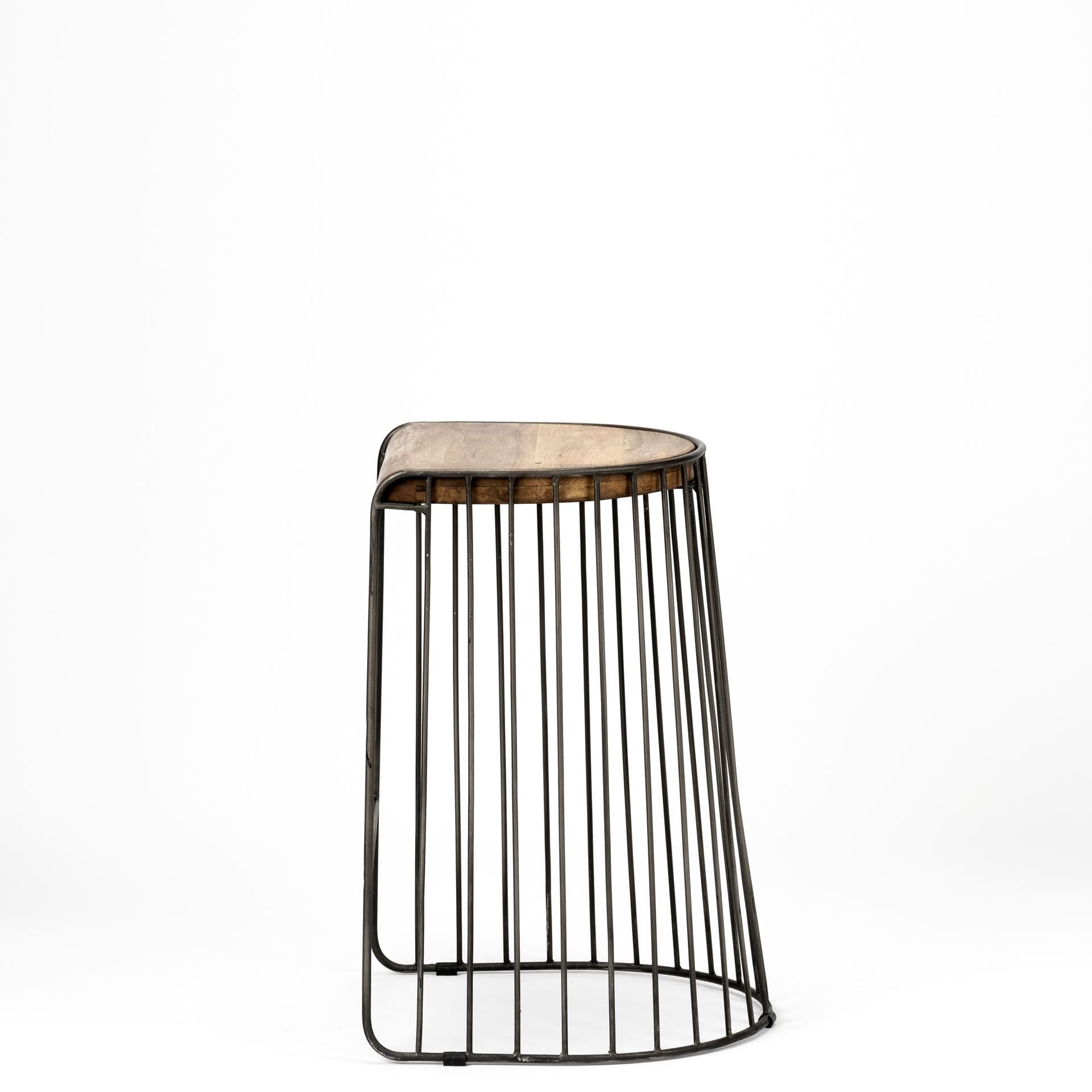 Seagram Backless 25.6in Seat Counter Stool | Brown Wood w/ Black Metal — product photograph
