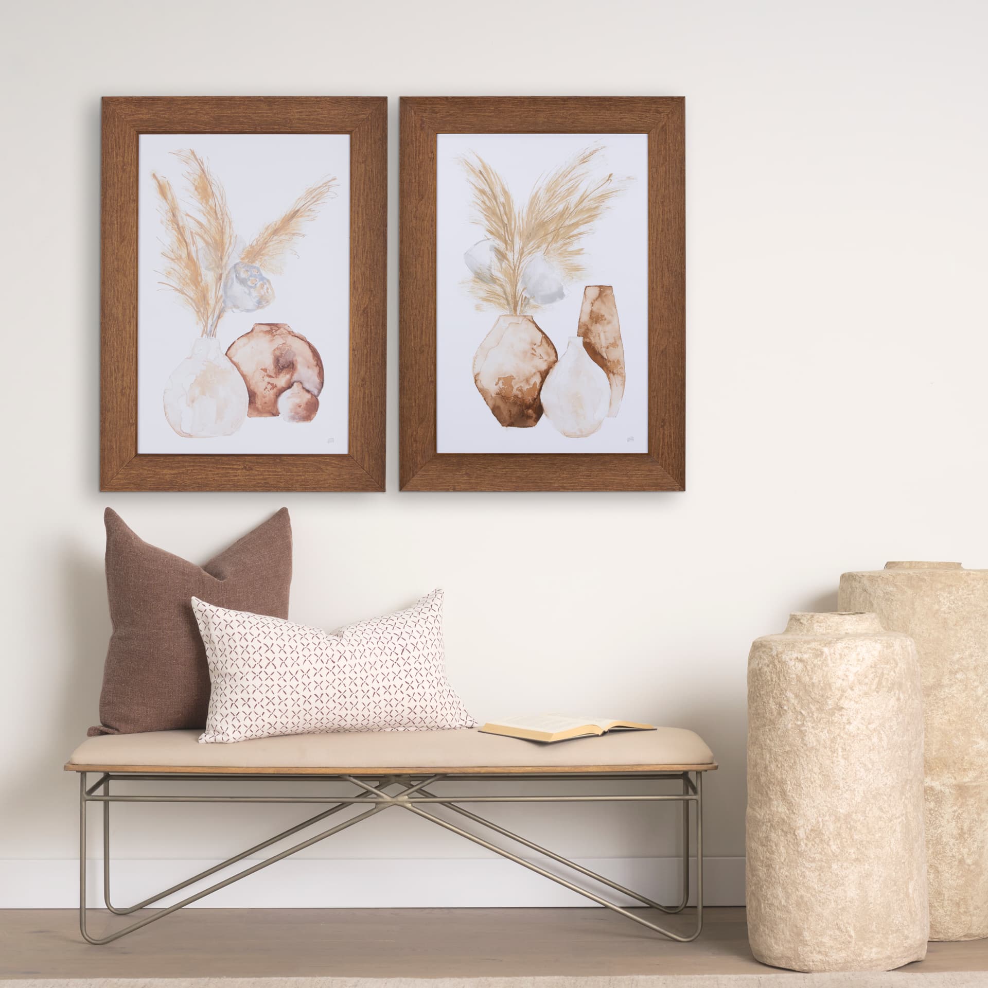 Vase Gray Pods by Mercana Studio a Hand Embellished Textured Framed Art Print — in a styled room