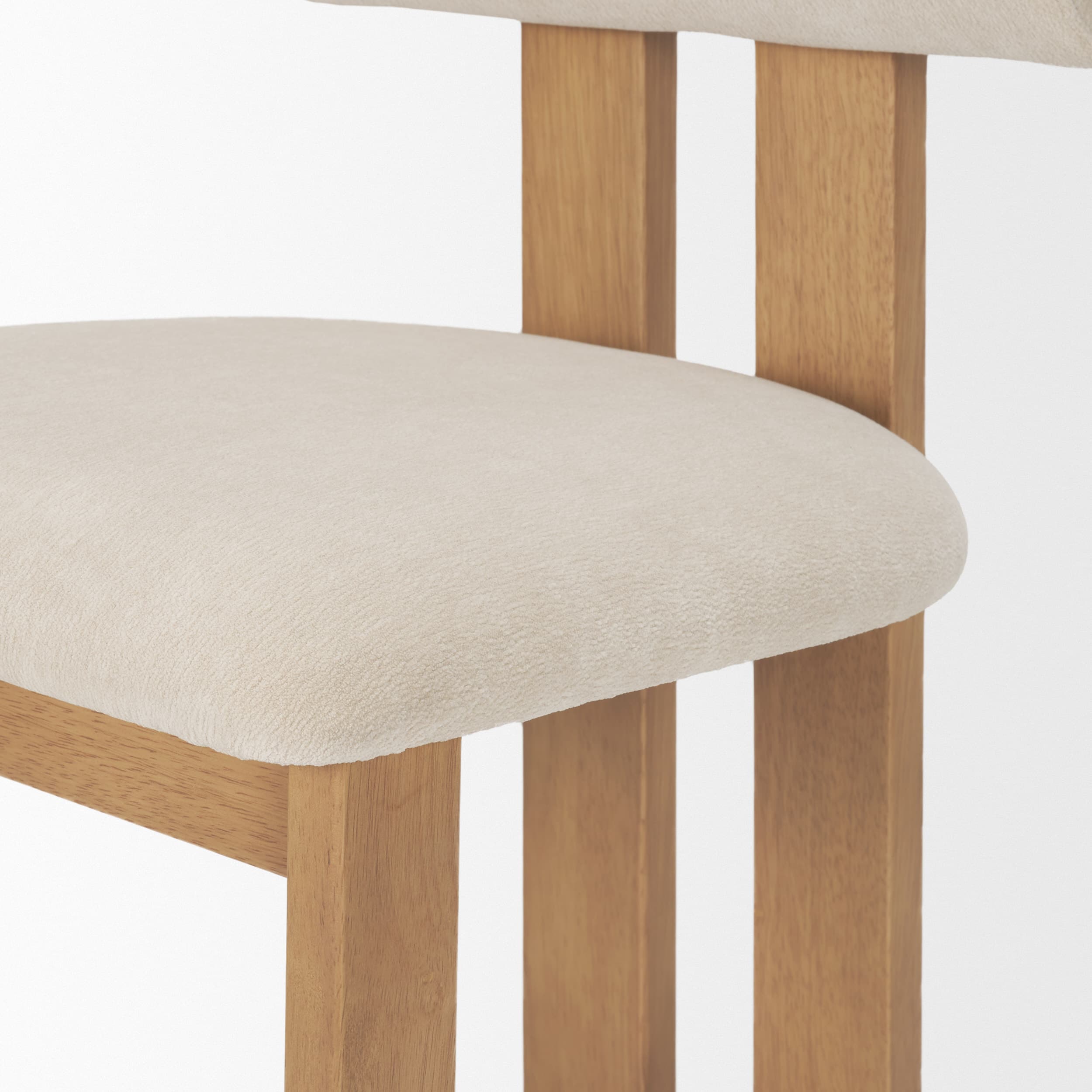 Tribeca Open Back Dining Side Chair | Cream Chenille w/ Brown Wood — product photograph