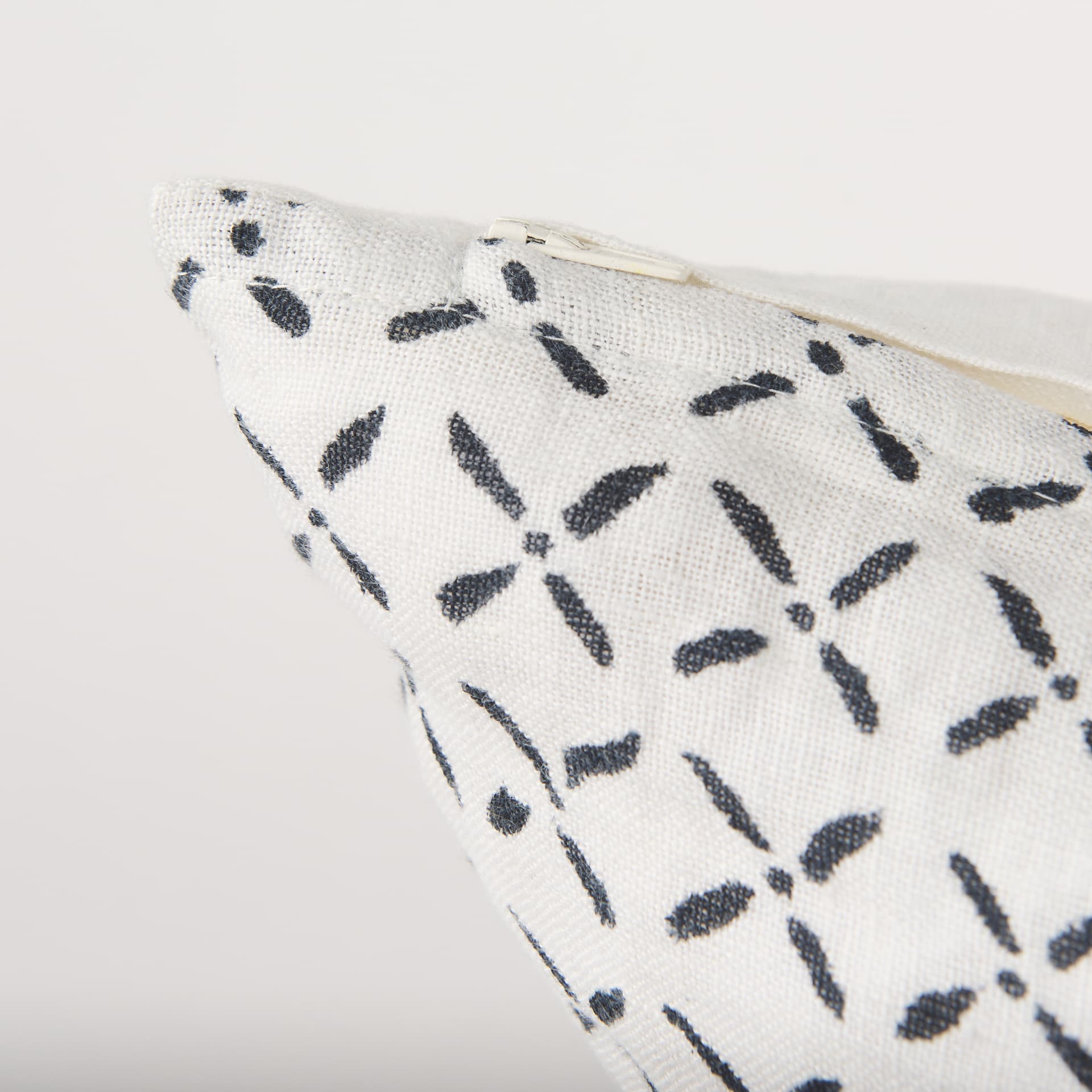 Jayden 22x22 Cream w/ Black Print Linen Square Pillow Cover — product photograph