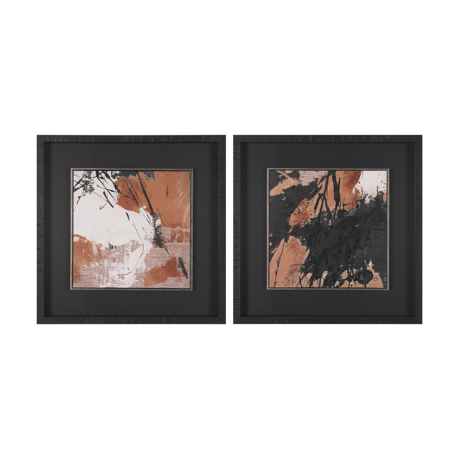 Tones of Sienna II (Set of 2) by Mercana Studio Hand-Embellished Framed Artwork Matted under Glass — product photograph