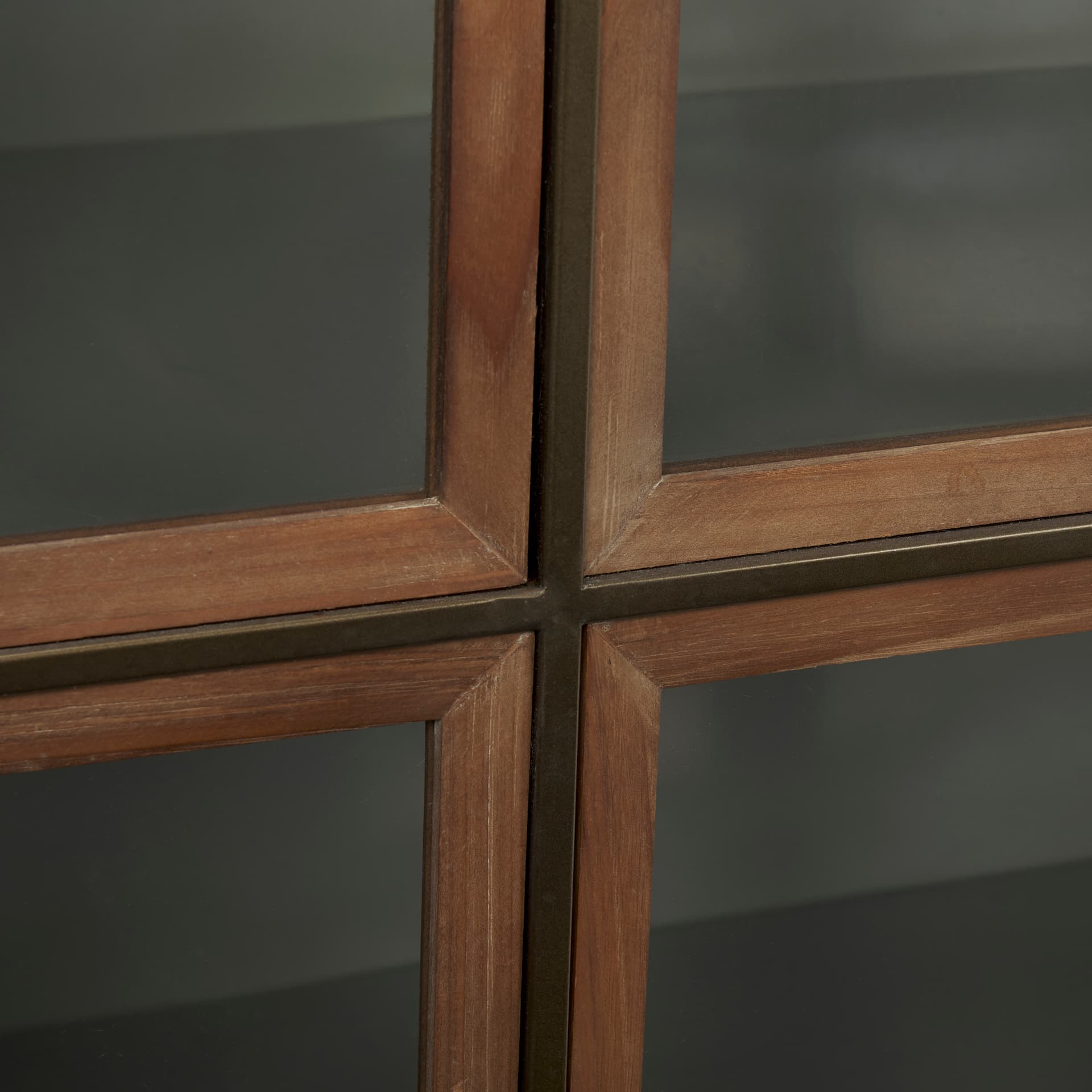 Pandora Dark Brass Metal W/Red Wood 2 Door Accent Cabinet — product photograph