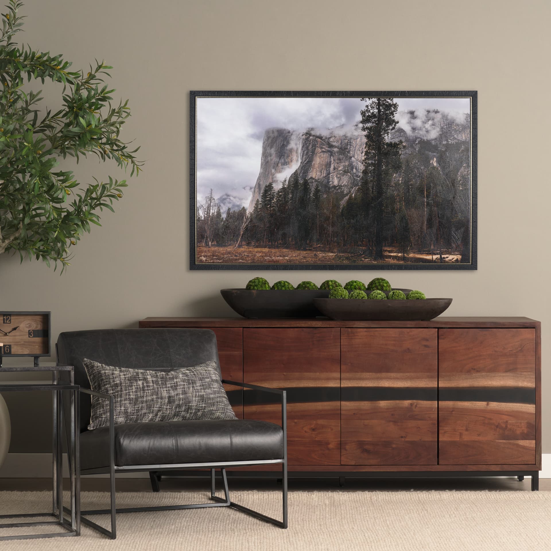 Misty Mountain by Gary Blatter Hand-Embellished Textured Framed Canvas Art Print — in a styled room