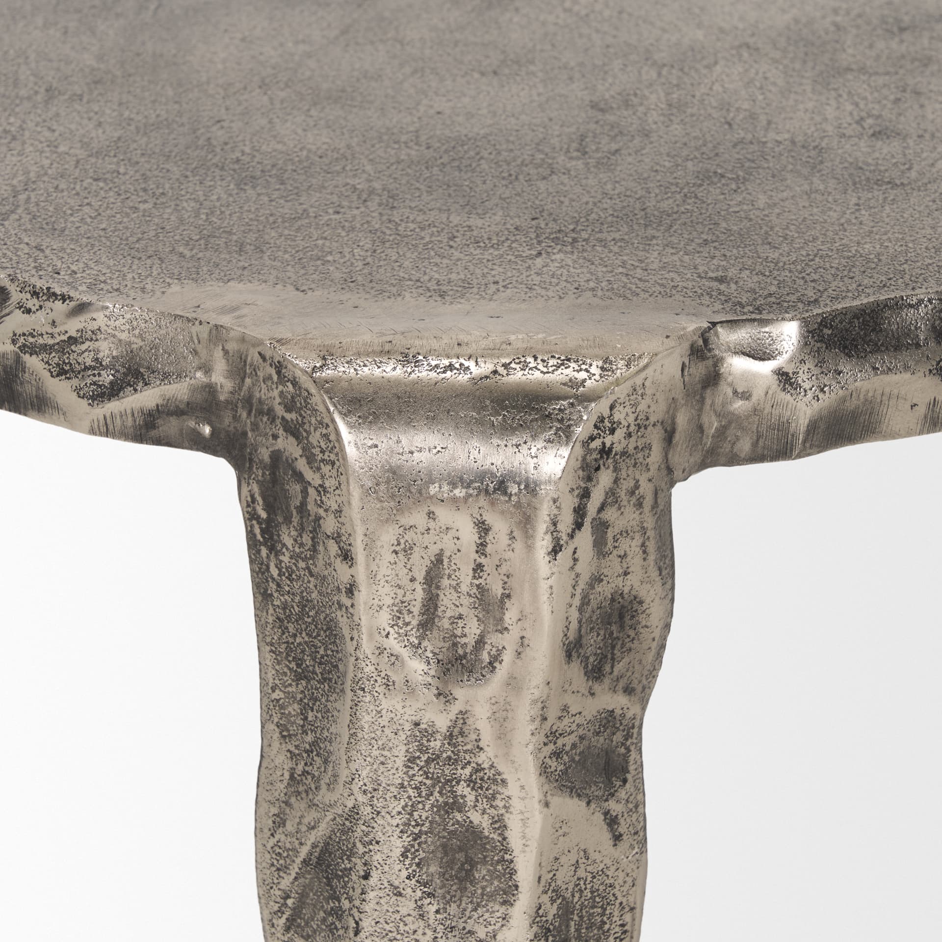 Randy Textured Silver Nickel Cast Aluminum Metal Accent Table — product photograph
