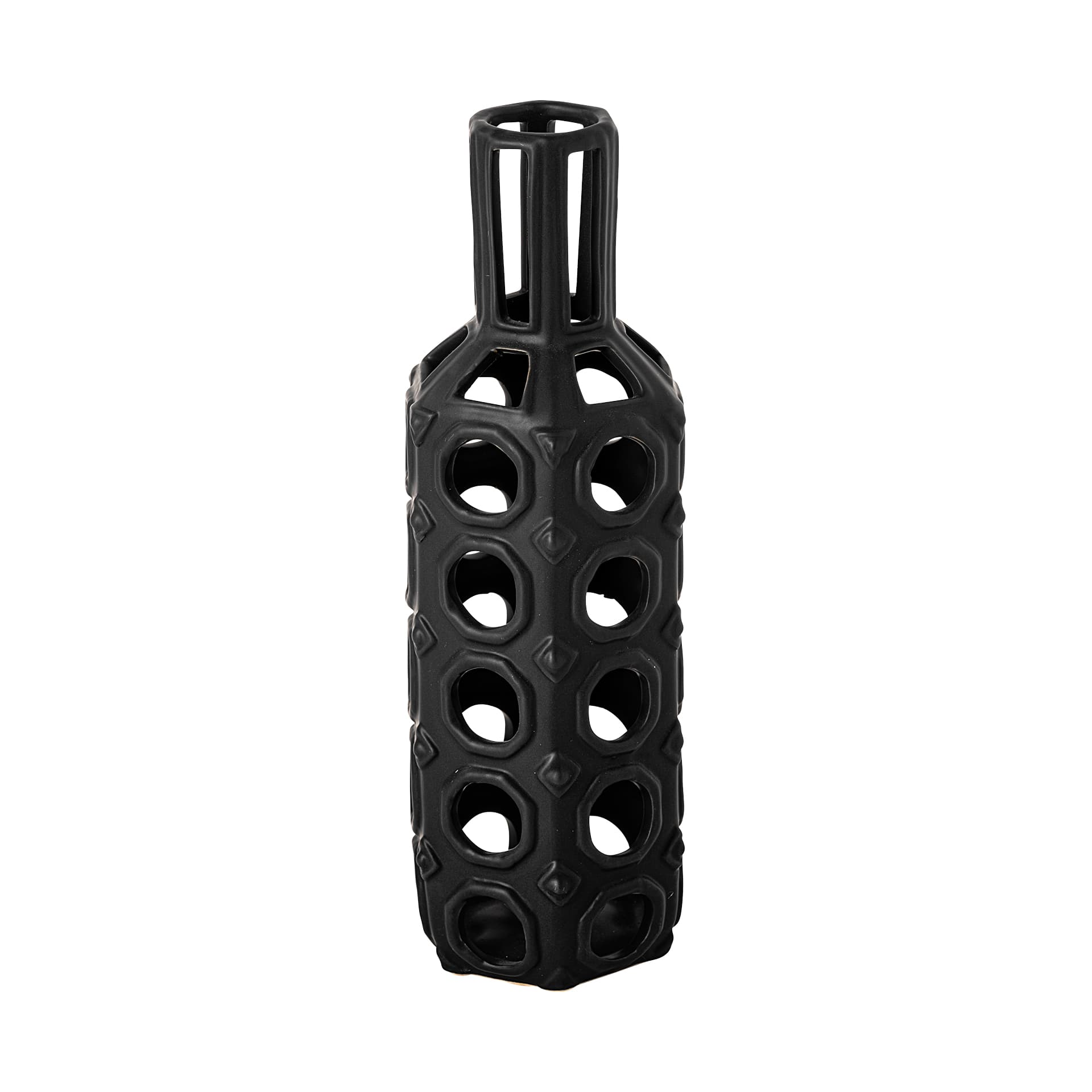 Brunel Large Black Drum-Shaped Ceramic Vase — product photograph