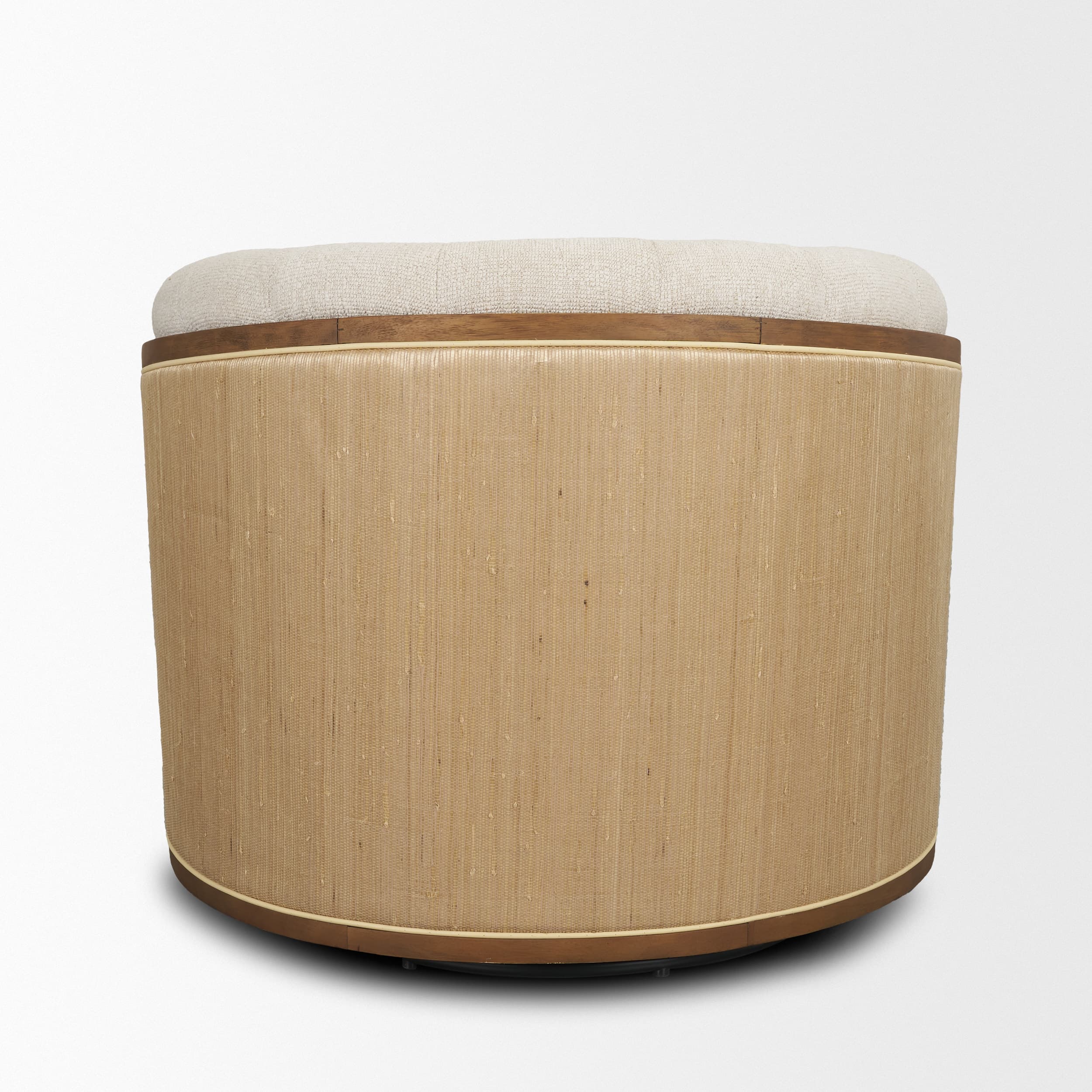 Fonda Cream Fabric w/ Natural Jute Swivel Accent Chair — product photograph