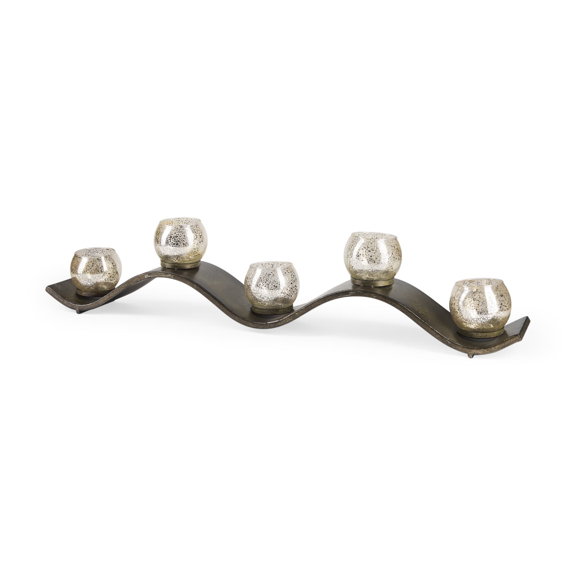 Lux Copper Metal Five Hurricane Glass Holder Table Candle Holder — product photograph