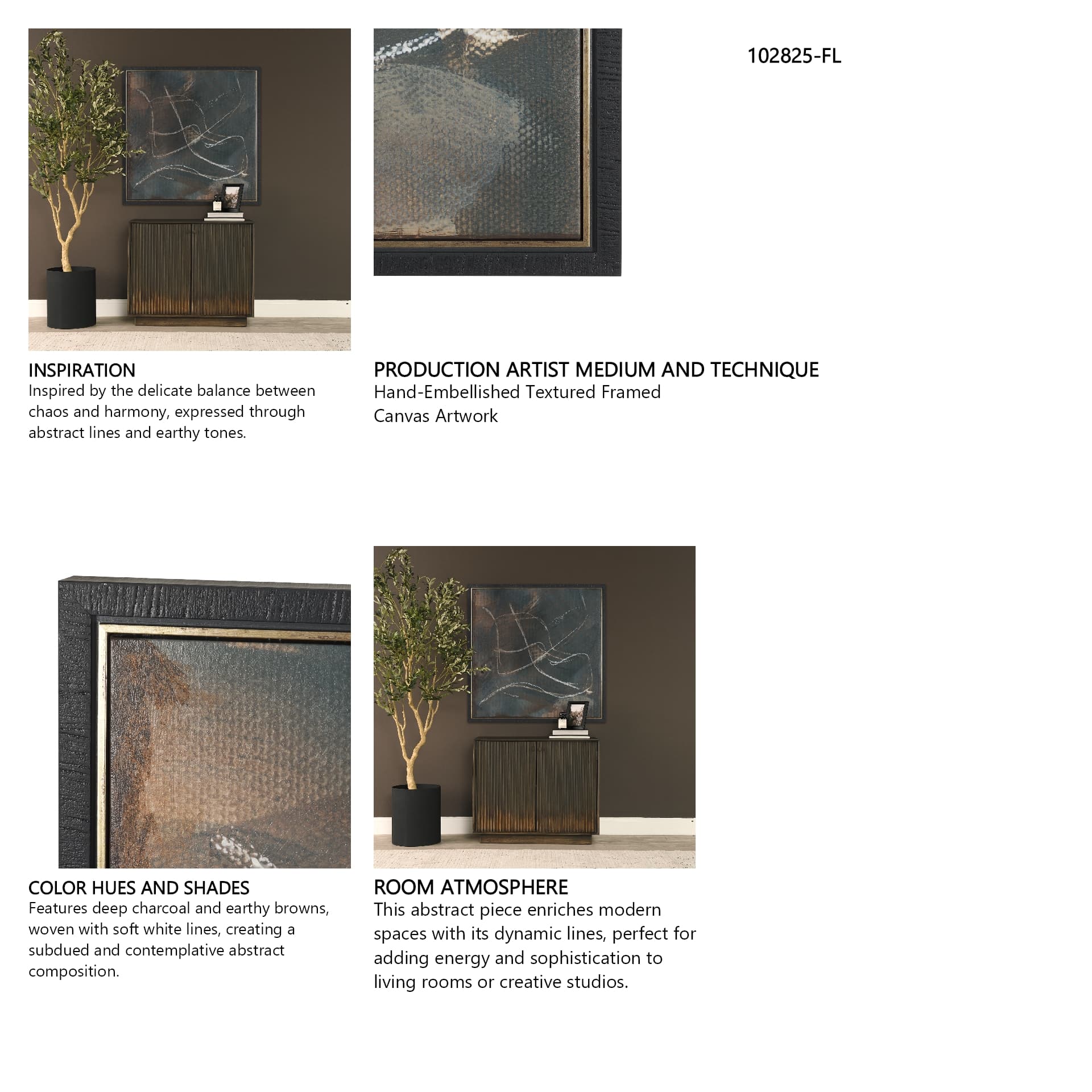 Cazim I by Mercana Studio Hand-Embellished Textured Framed Canvas Artwork — in a styled room