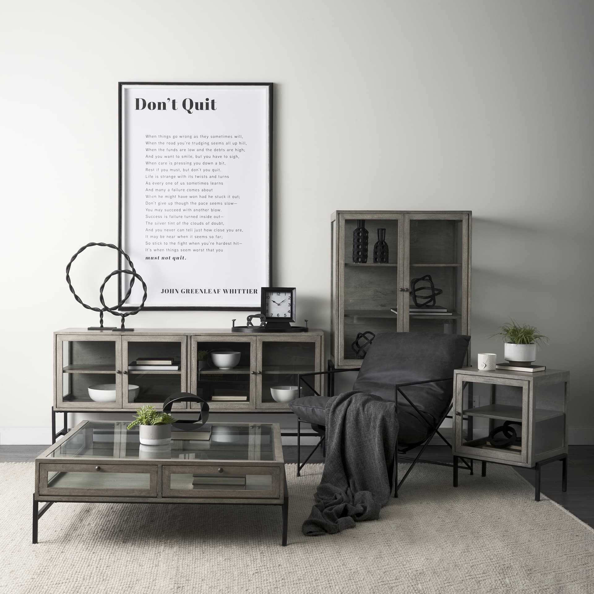 Brunel Small Black Drum-Shaped Ceramic Vase — in a styled room