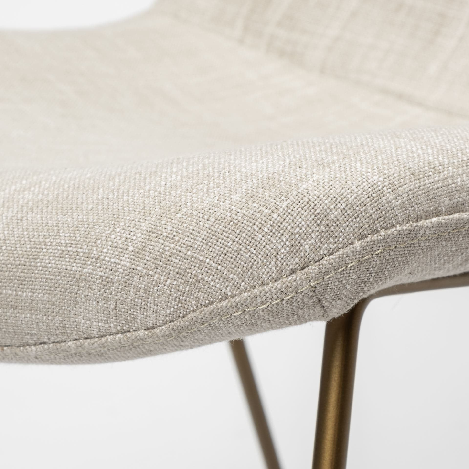 Sawyer Solid Back Dining Side Chair | Beige Fabric w/ Gold Metal — product photograph