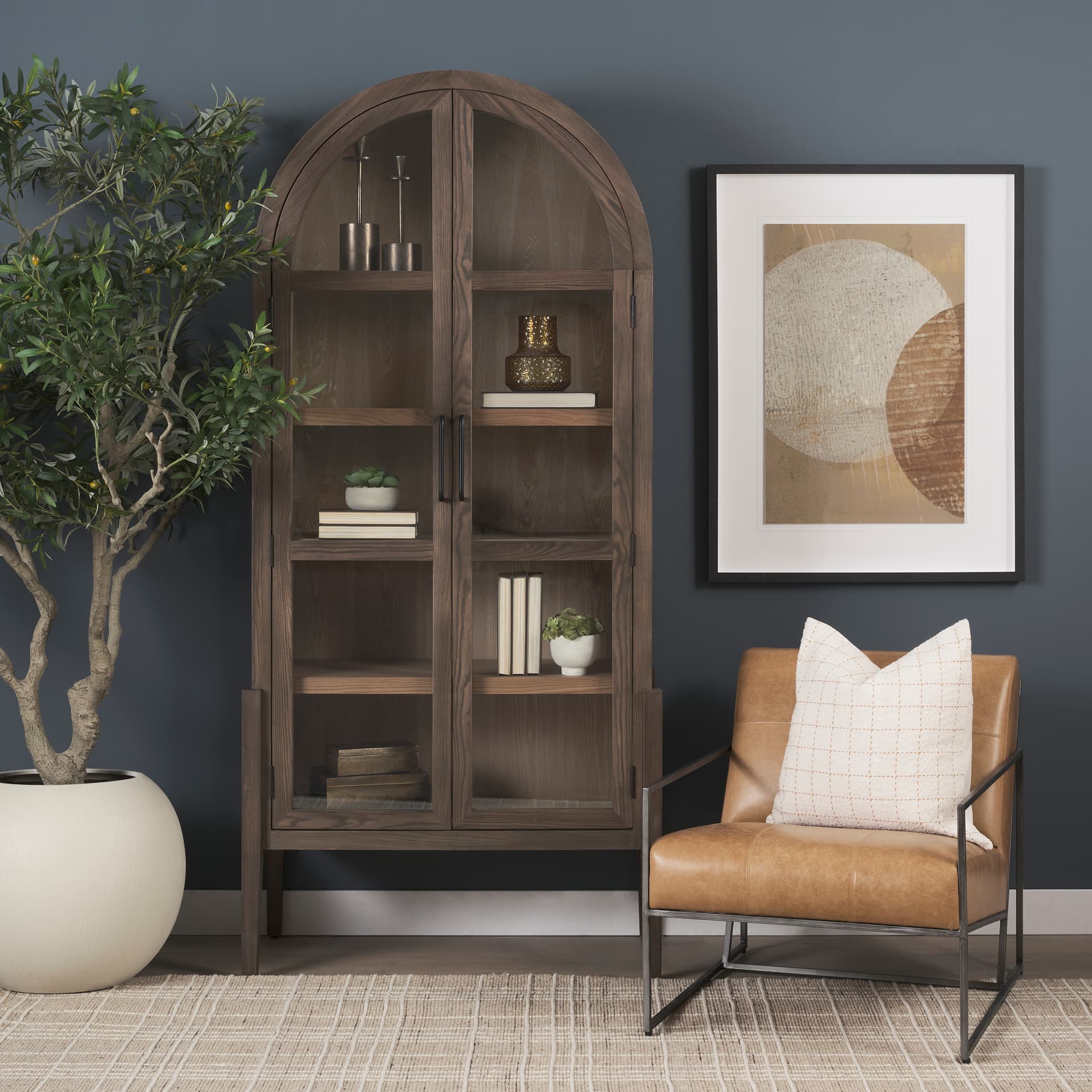 Eclipse I by Mercana Studio a Hand Embellished Framed Art Print Matted under Glass — in a styled room