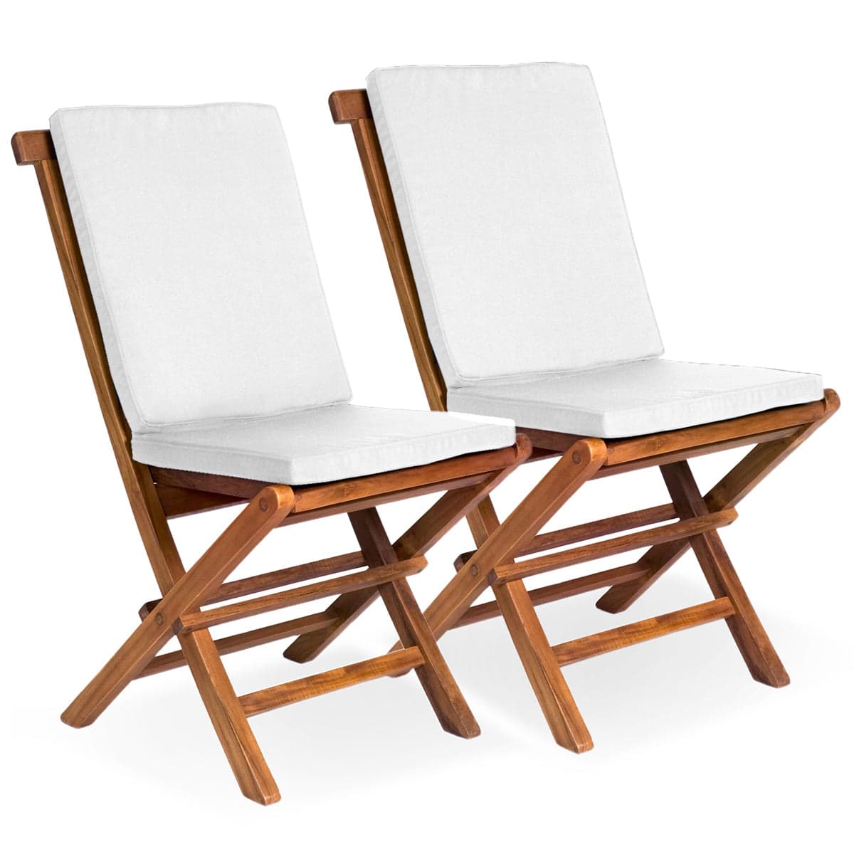 Folding Chair Set with White Cushions TF22-2-W — product photograph