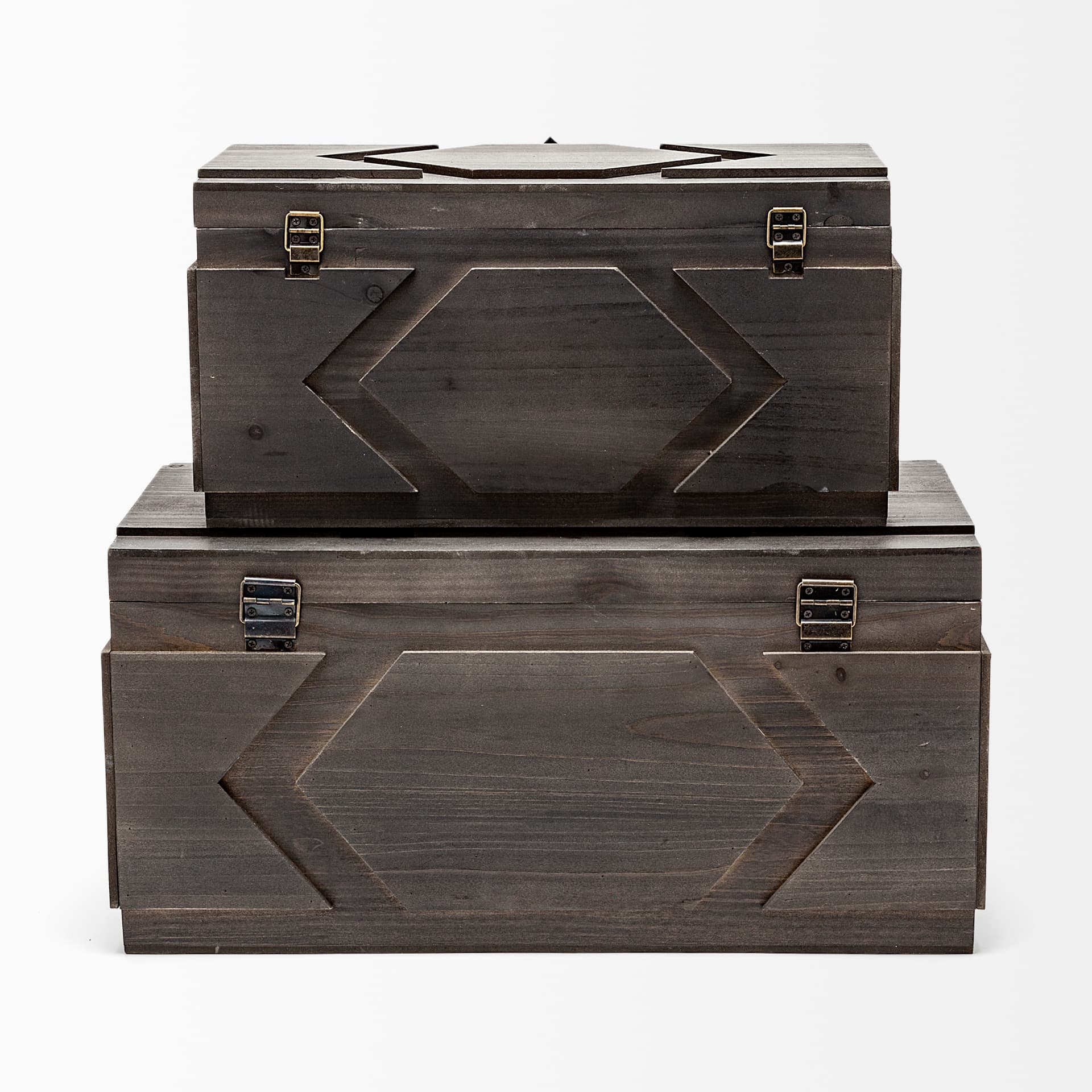 Cassia Set of 2 Brown Wooden Boxes — product photograph