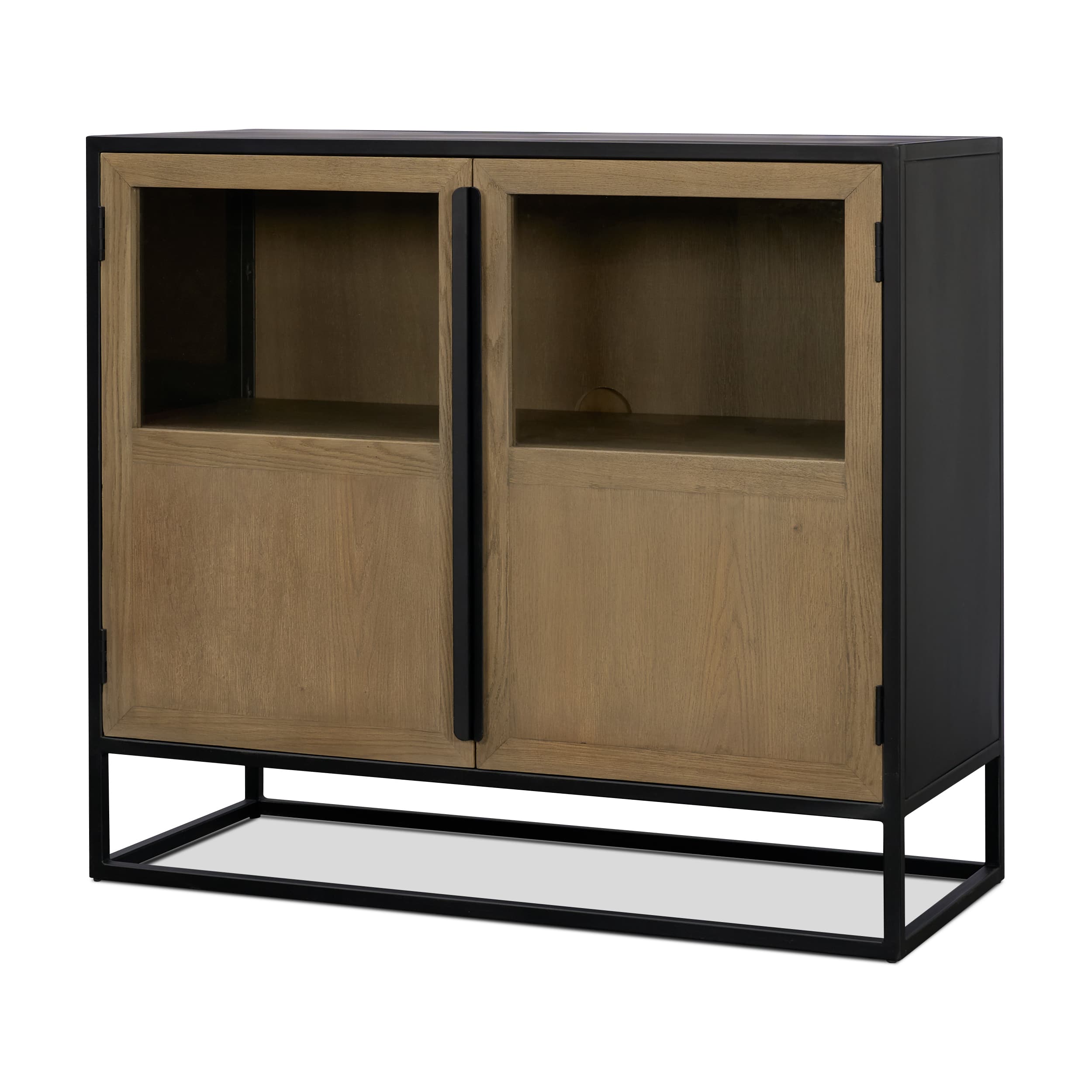 Sloan 40.0W Light Brown W/Black Metal Frame Accent Cabinet — product photograph