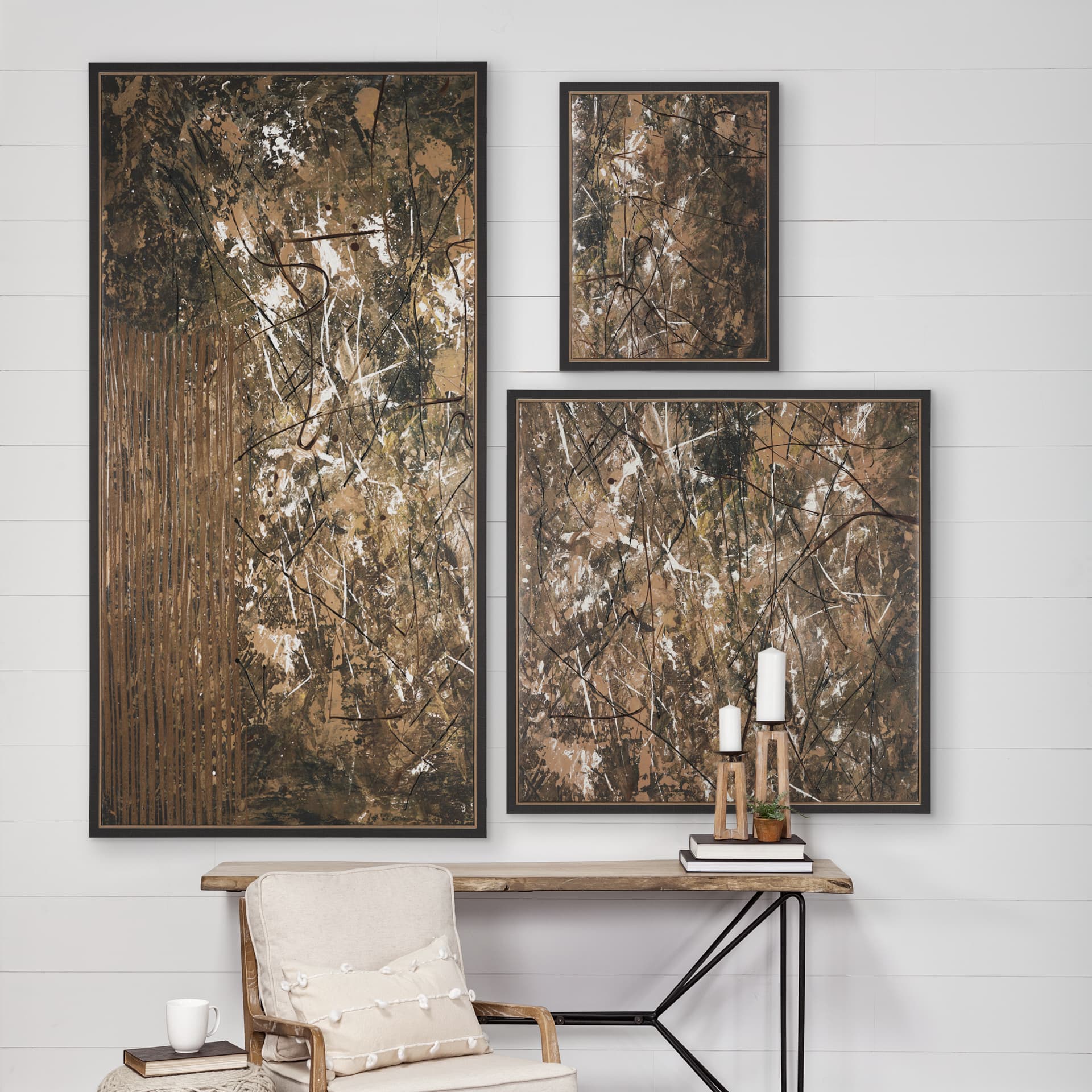 Chaos & Order I by Chad Warren a Hand Embellished Textured Framed Canvas — in a styled room