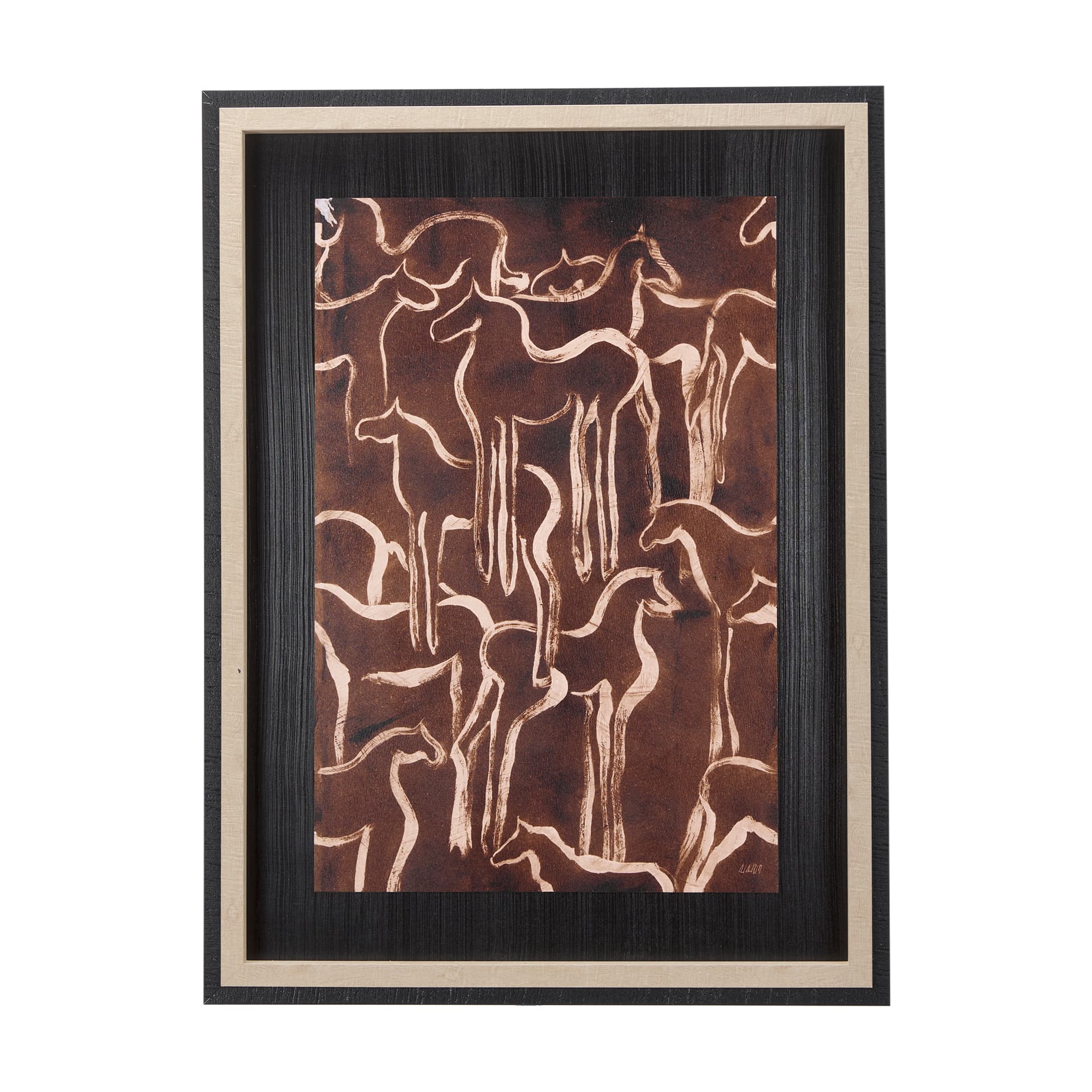 Horse Herd IV by Mercana Studio a Hand Embellished Textured Framed Art Print — product photograph