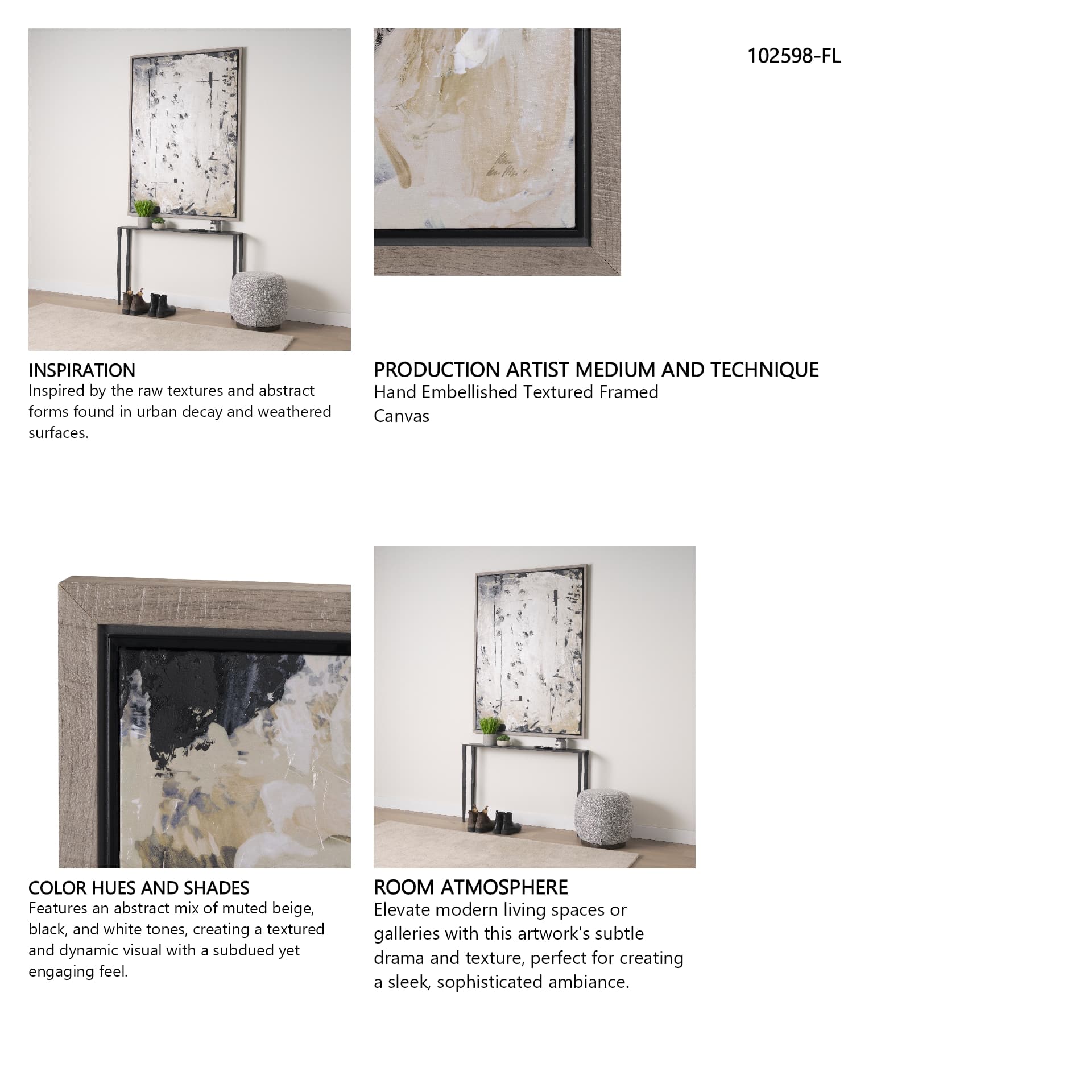 Clay I by Mercana Studio a Hand Embellished Textured Framed Canvas — in a styled room