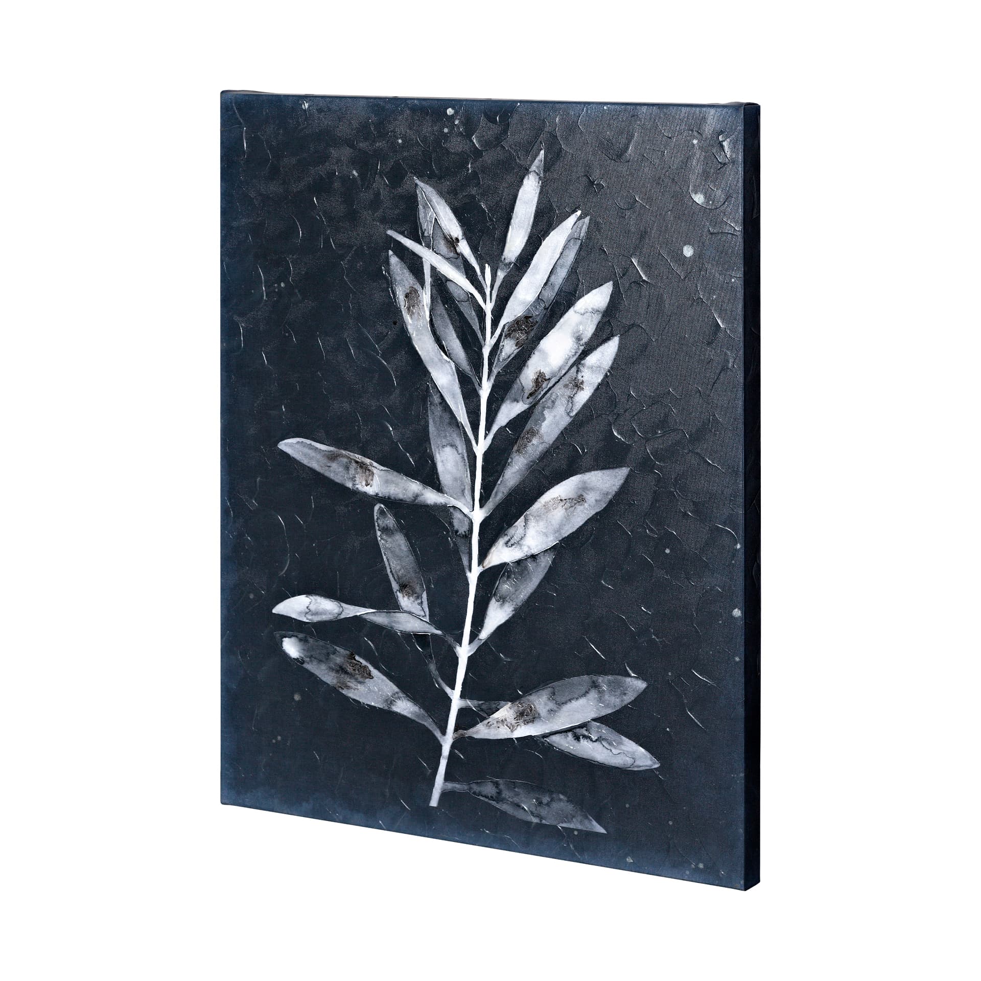 Midnight Leaves I by Megan Meagher a Hand Embellished Textured Canvas — product photograph