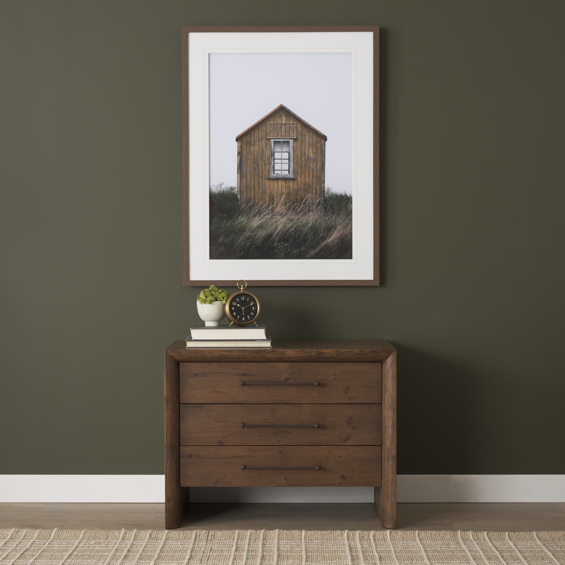 Beach Hut by Lotte Gronkjaer FramedPhoto Print Matted under Glass — in a styled room
