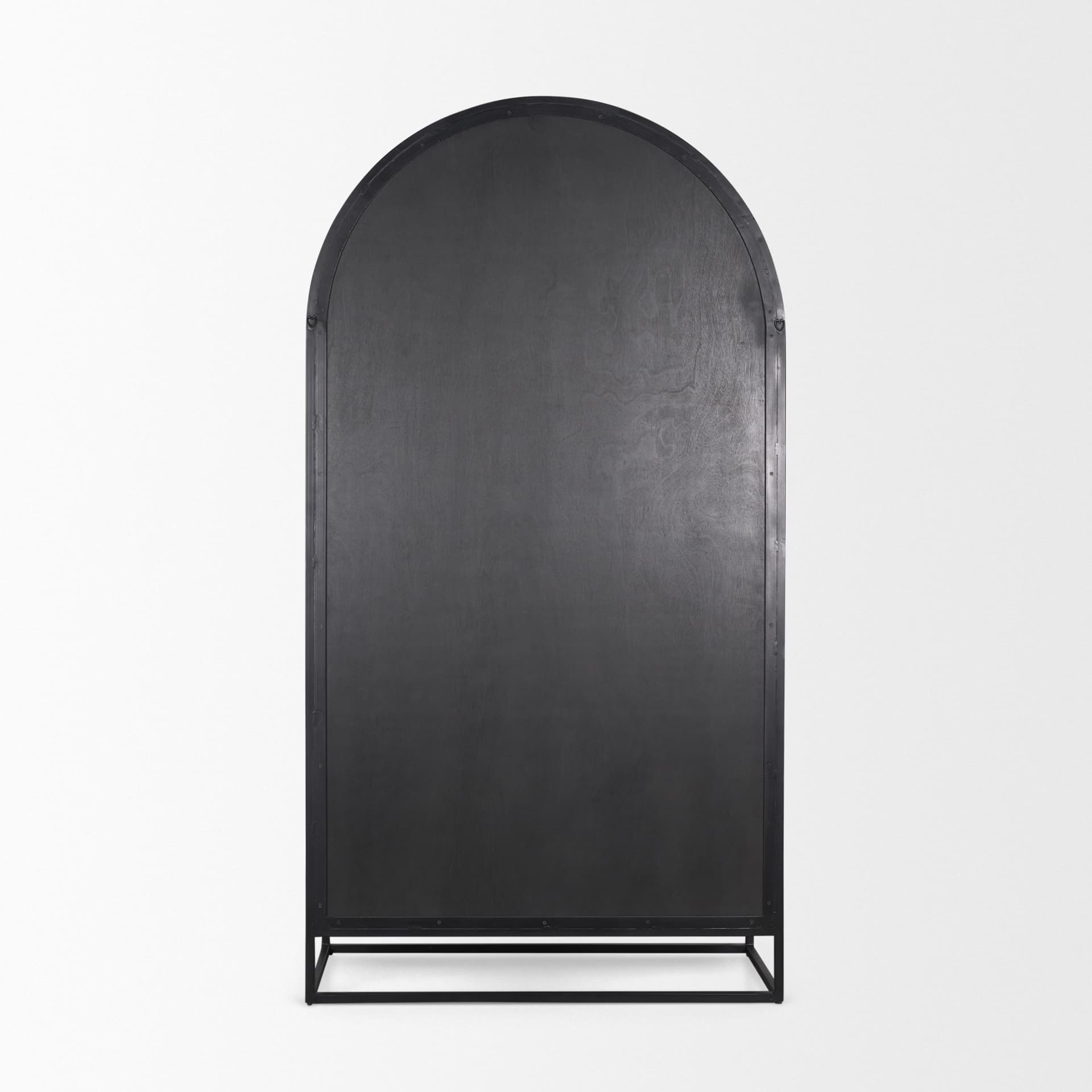 Sloan 42W x 80H Dark Brown Wood W/Black Metal Arched Curio Cabinet — product photograph