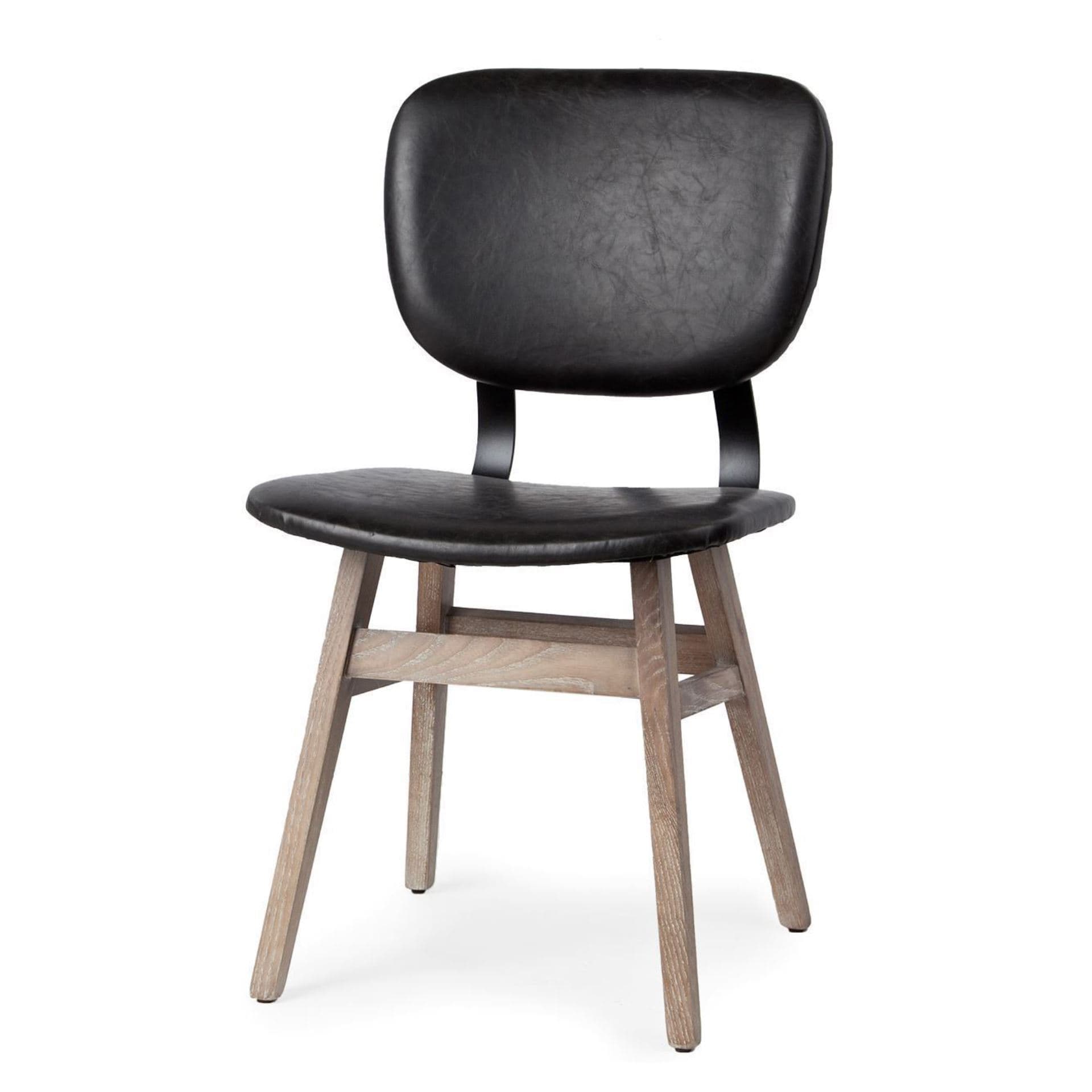 Haden Open Back Dining Side Chair | Black Faux Leather w/ Iron — product photograph
