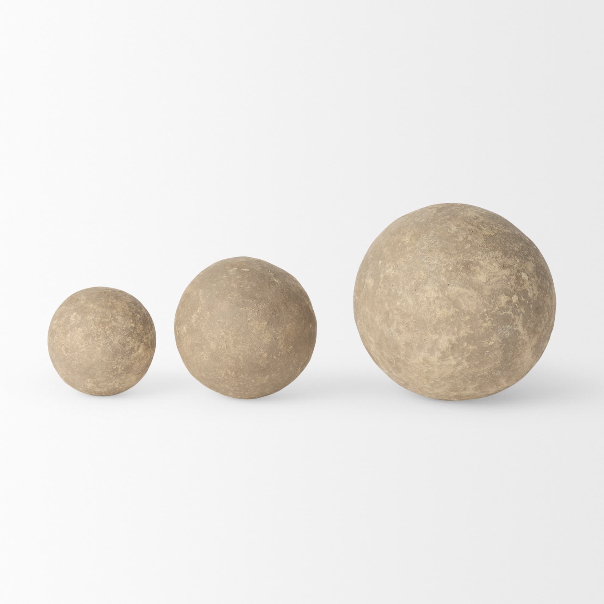 Sunita Set of 3 Gray Paper Mache Orbs — product photograph