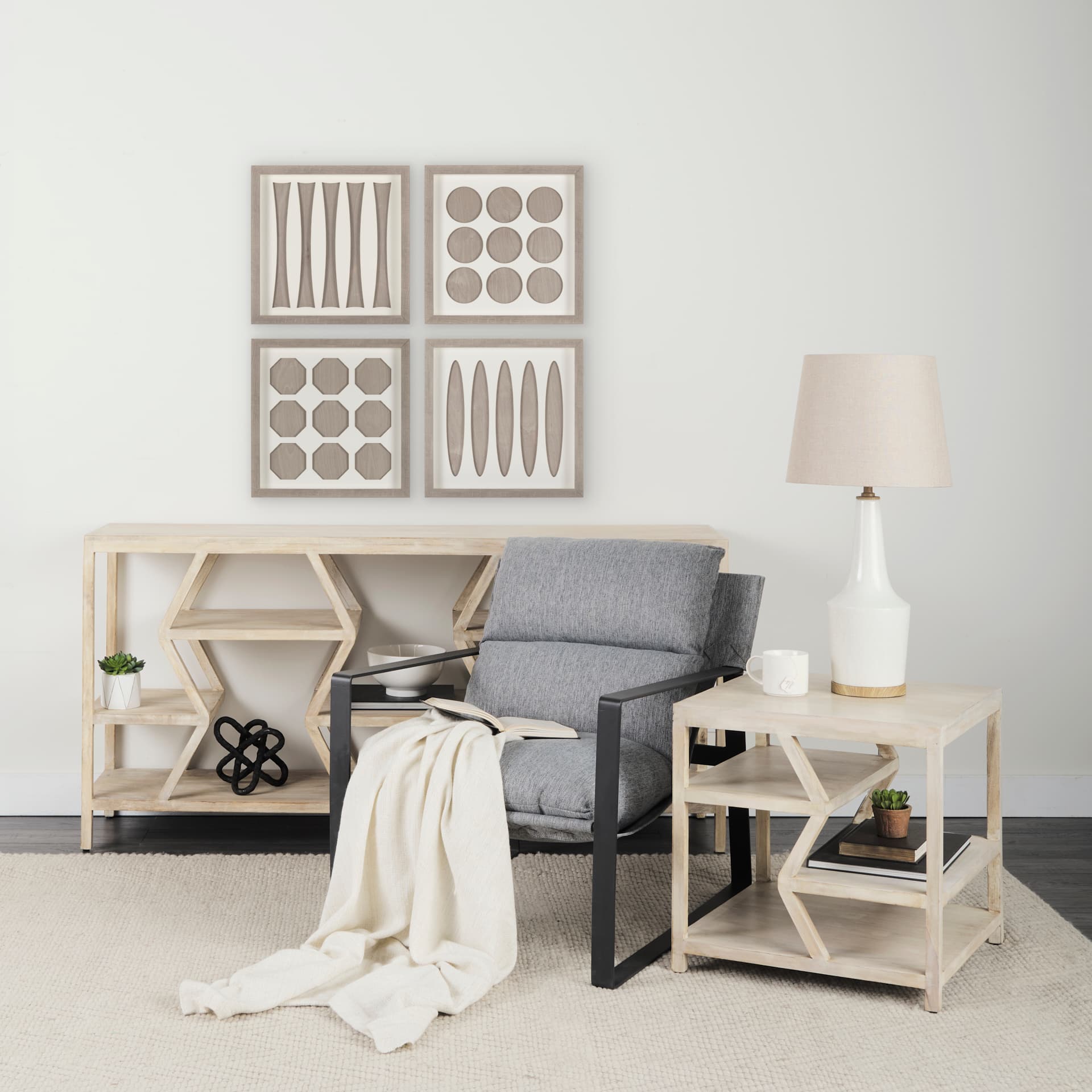 Wood Grain Silhouette II by Studio M a Framed Art Print Matted under Glass — in a styled room