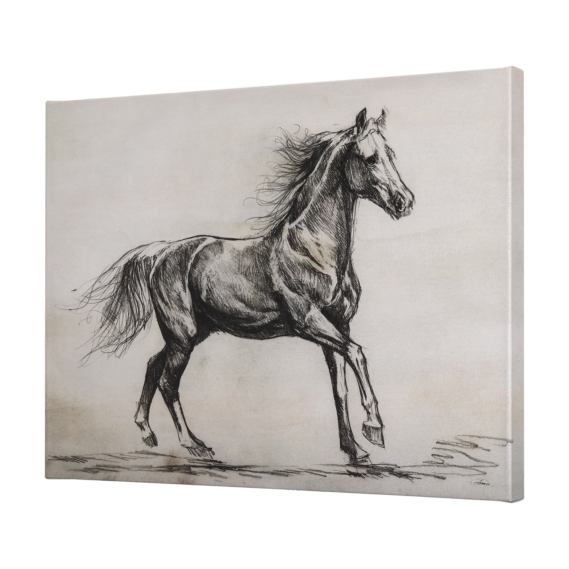 Old West Collection V ( Horse Sketch) by Mercana Studio a Hand Embellished Textured Canvas — product photograph