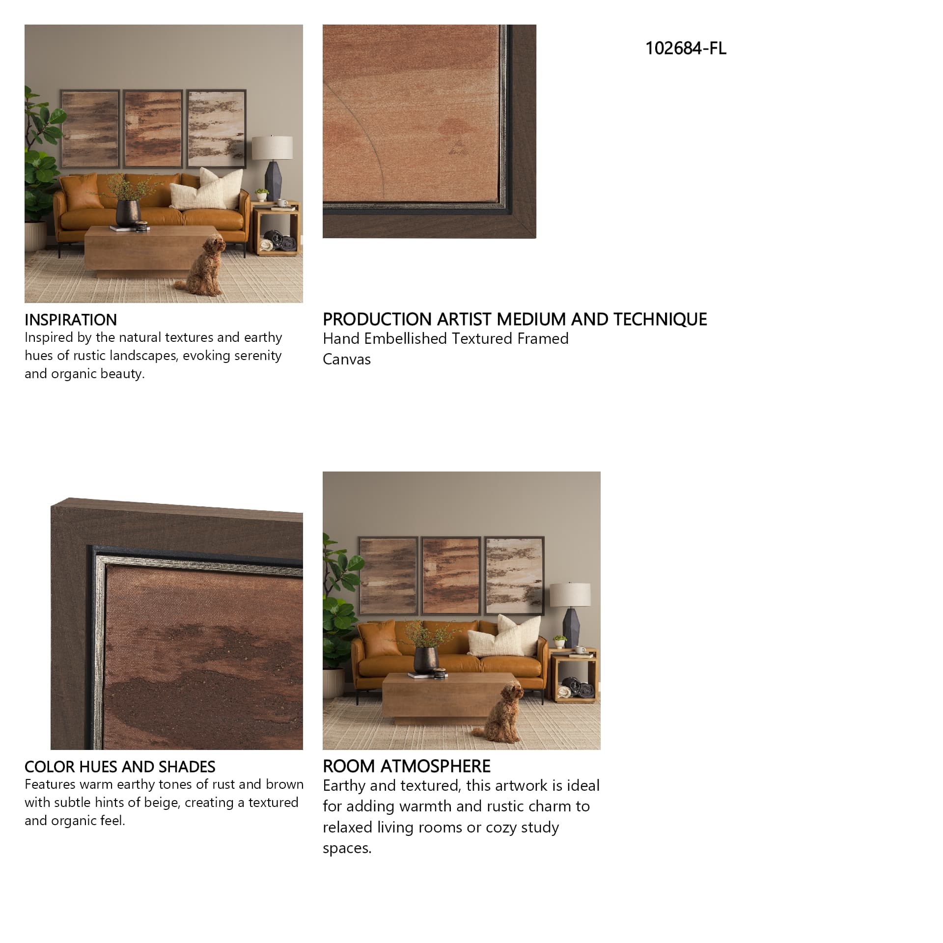 Ochre by Mercana Studio a Hand Embellished Textured Framed Canvas — in a styled room
