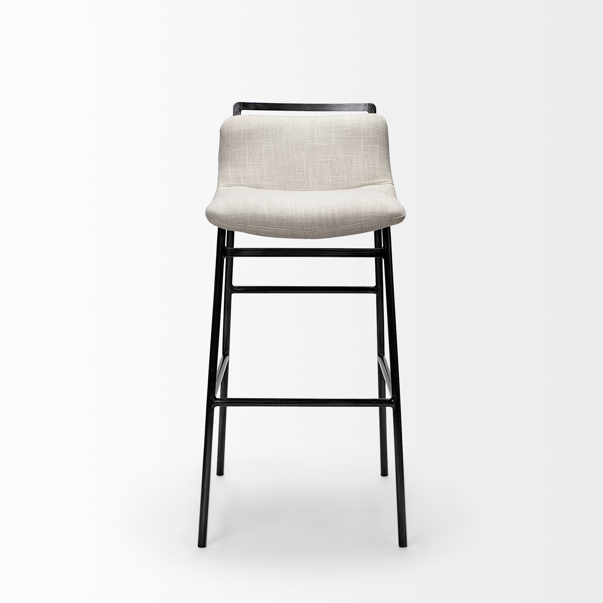 Kavalan Low Back 24.25in Seat Counter Stool | Beige Fabric w/ Metal — product photograph