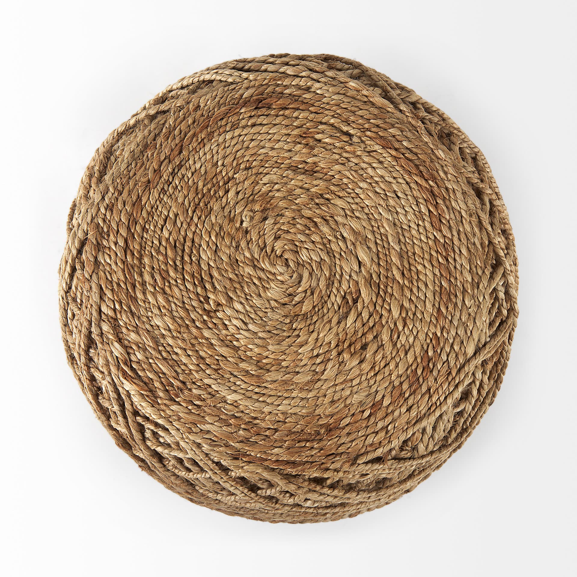 Allium Brown Handwoven Wool Cylindrical Pouf — product photograph