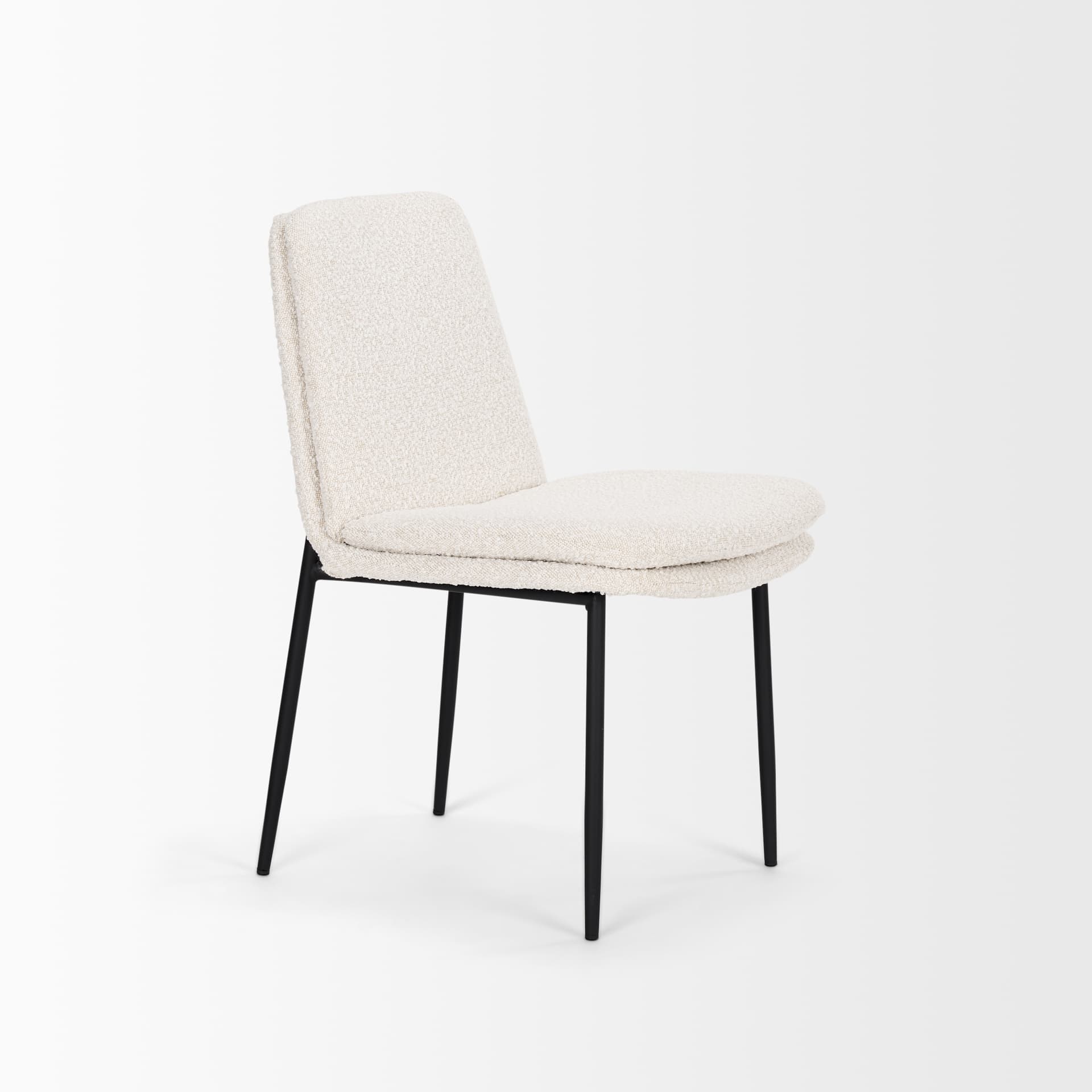 Eve Curved Back Dining Side Chair | Cream Boucle w/ Black Metal — product photograph