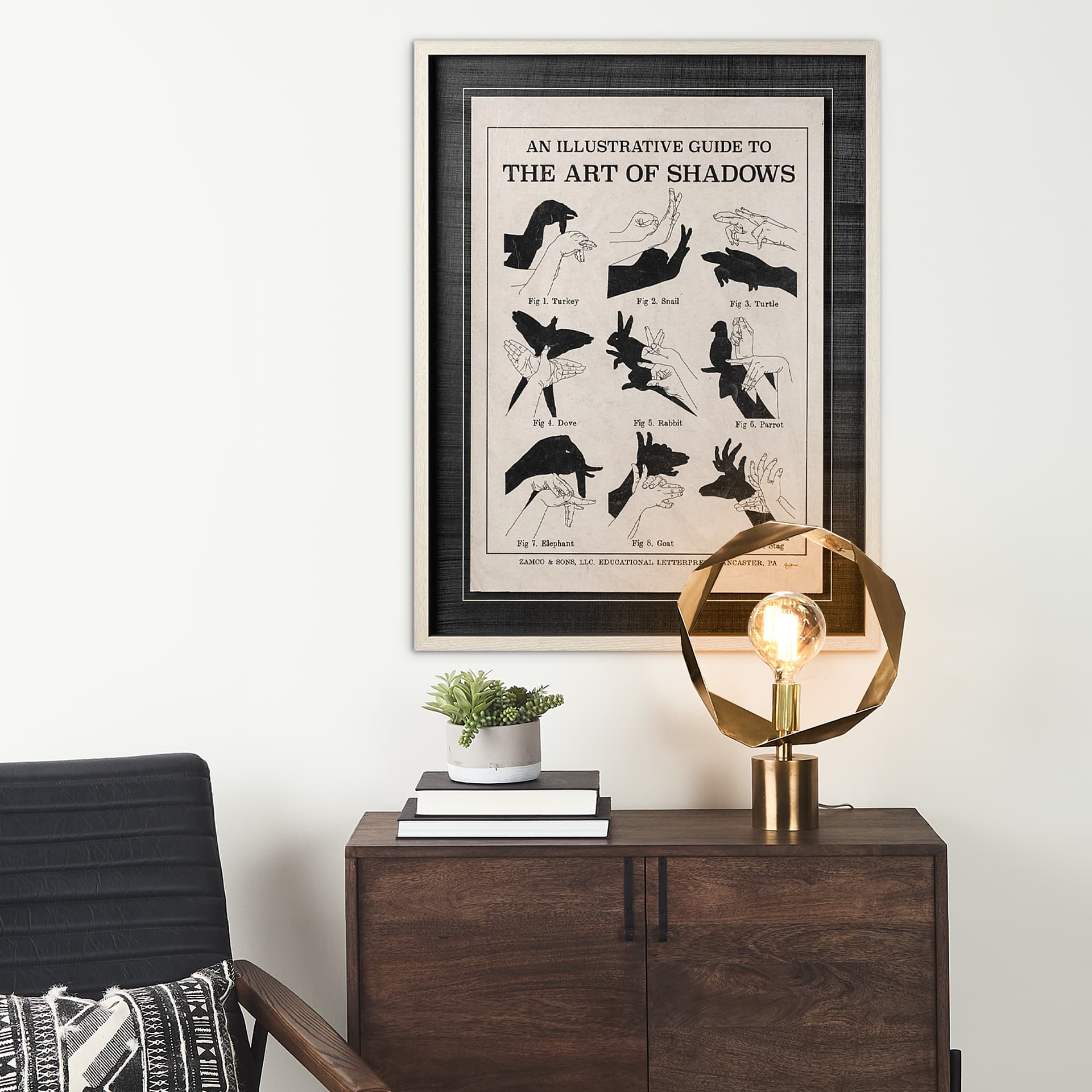 The Art of Shadows X by Mercana Studio Hand Embellished Textured Framed Art Print Matted under Glass — in a styled room