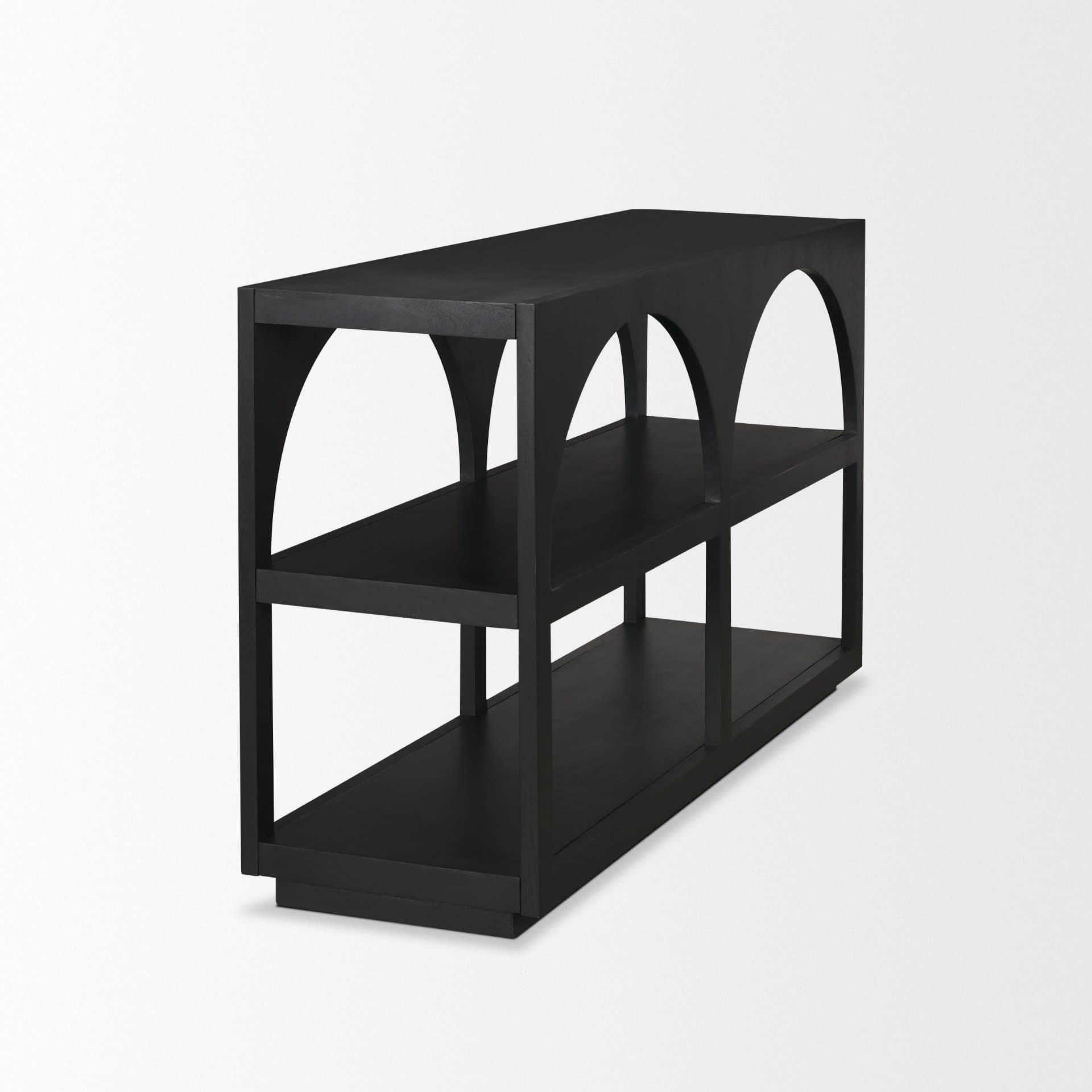 Bela 54" Matte Black Wood Arched Console Table — product photograph