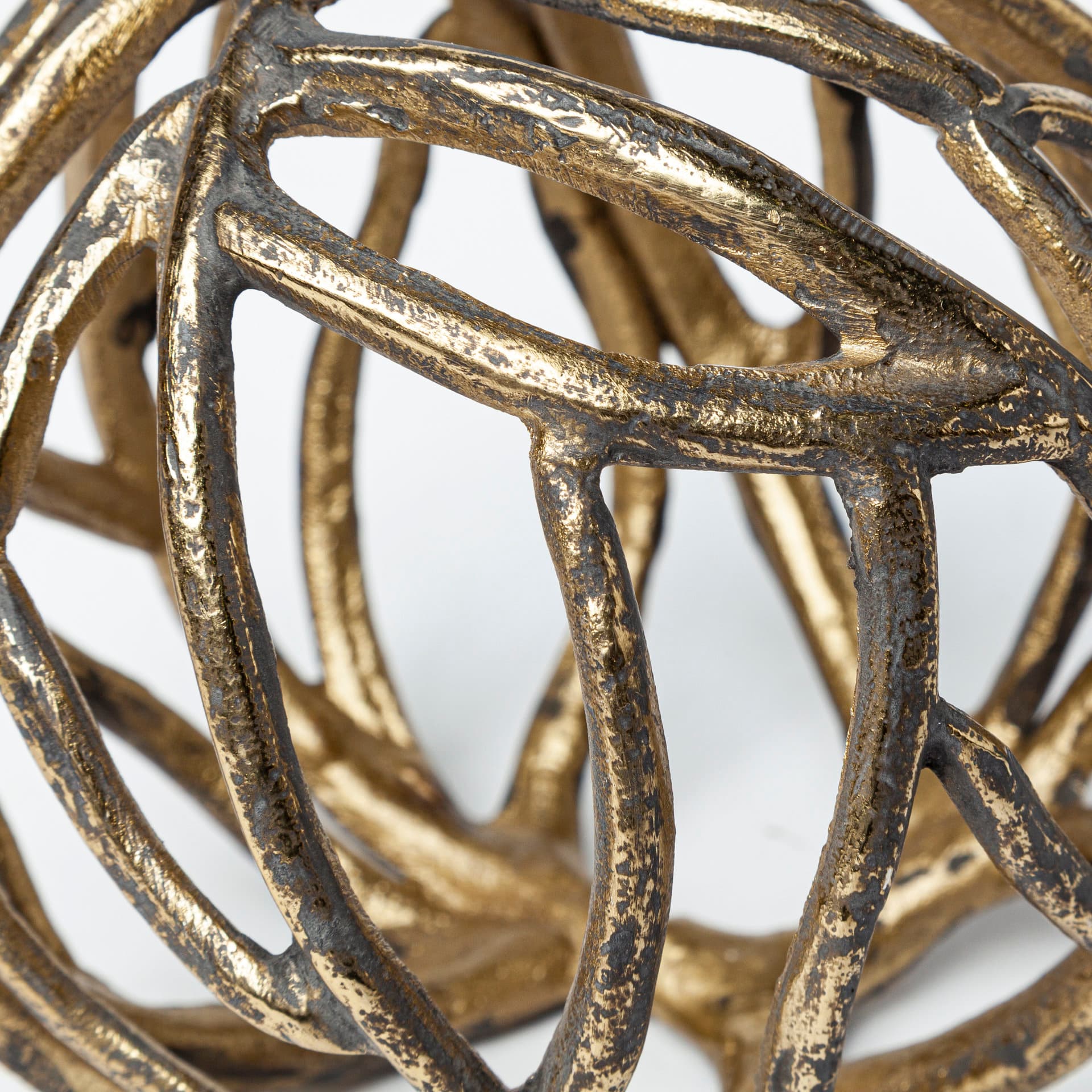 Sphaira Noir II Large 7L x 7W Gold Cast Aluminum Decorative Tree Branch Orb — product photograph