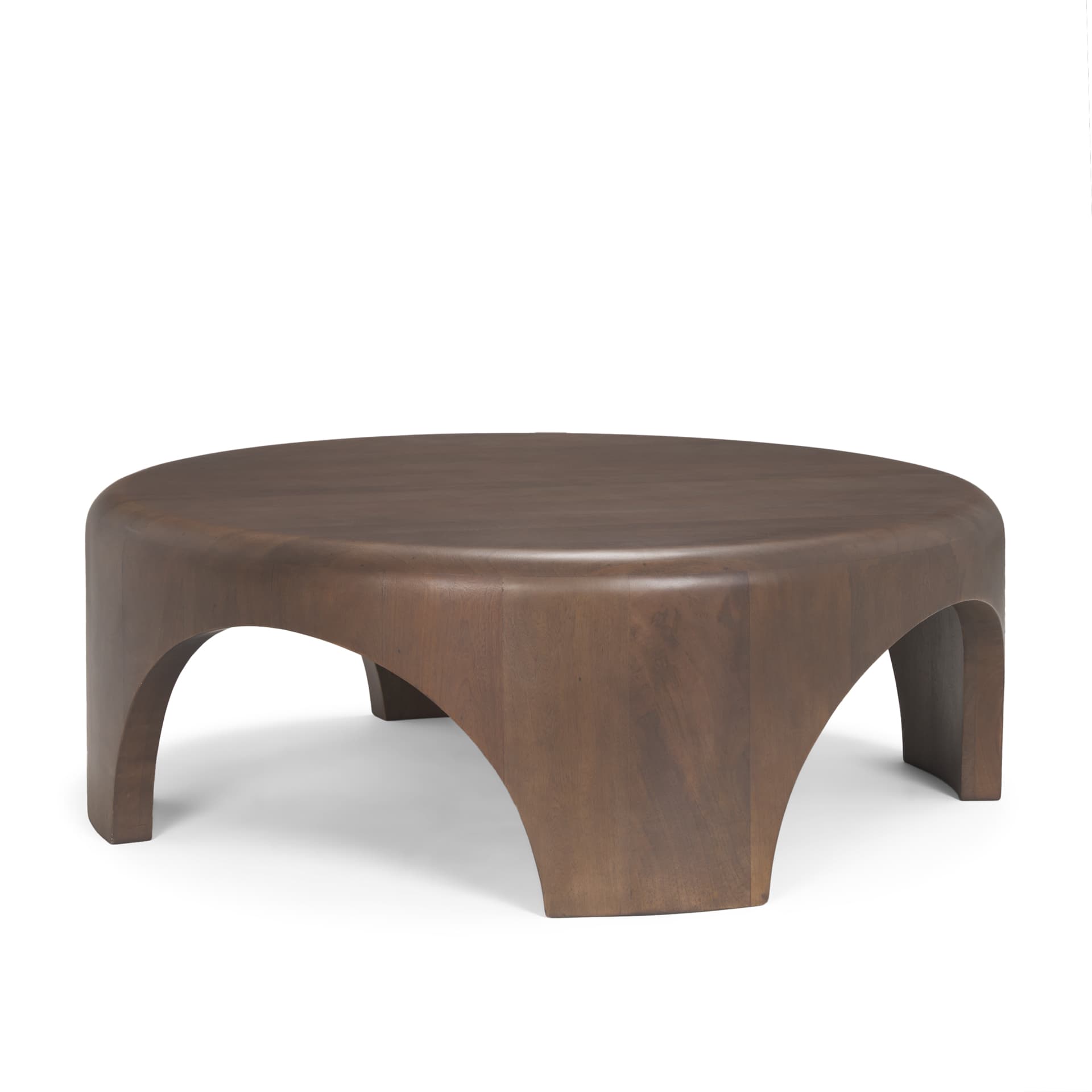 Shima Round Dark Brown Wood W/Arched Legs Coffee Table — product photograph