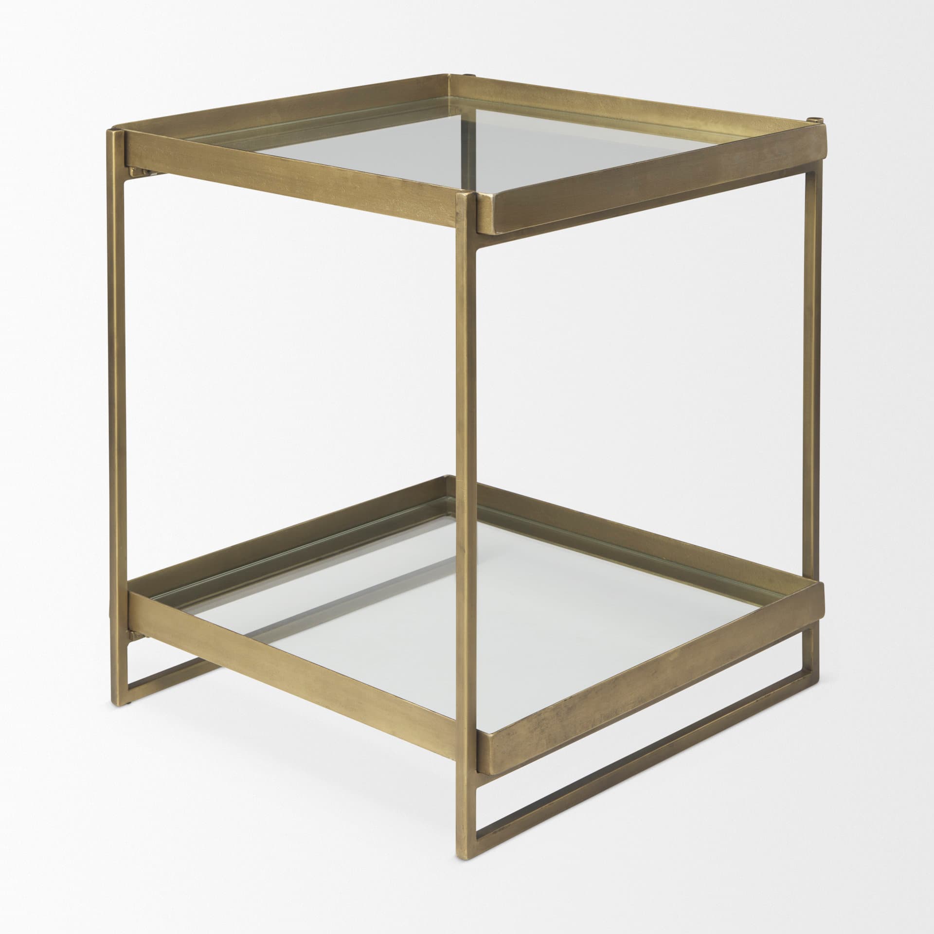 Trey Gold Metal W/Glass Accent Table — product photograph