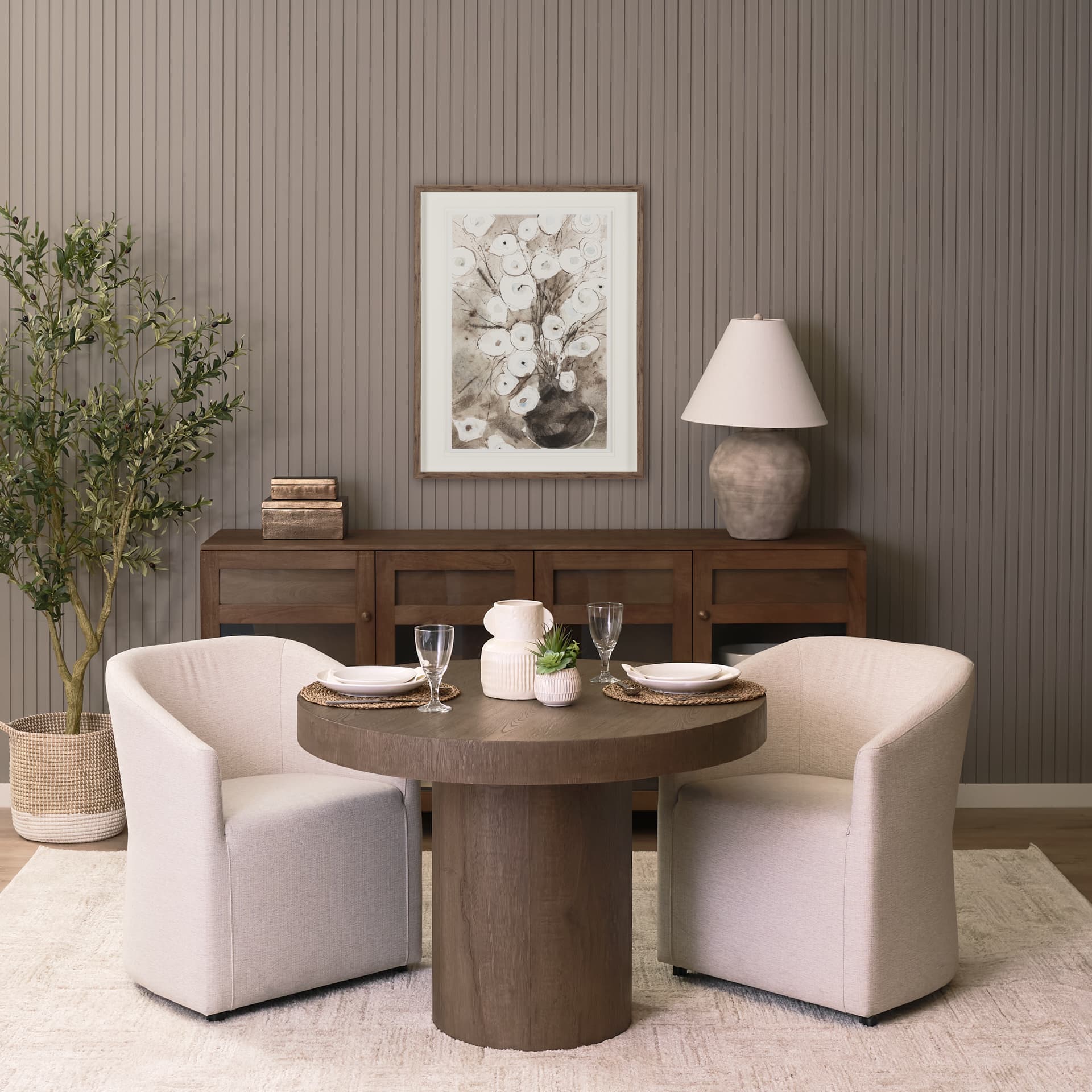 Lyonne 42" Round Pedestal Dining Table | Modern | Brown Wood | Seats 4 — product photograph