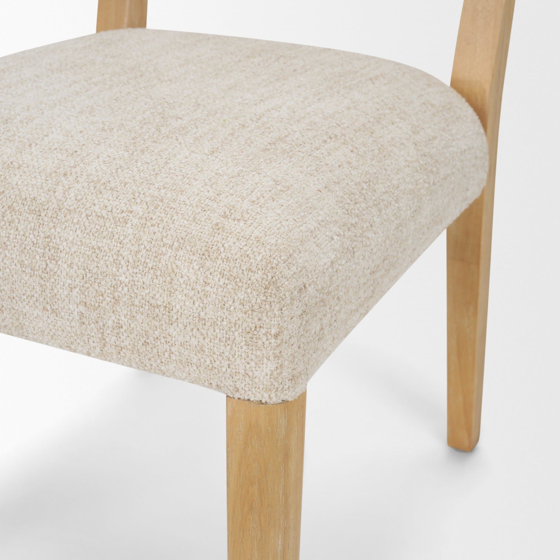 Martie Rounded Back Dining Side Chair | Oatmeal Fabric w/ Wood — product photograph