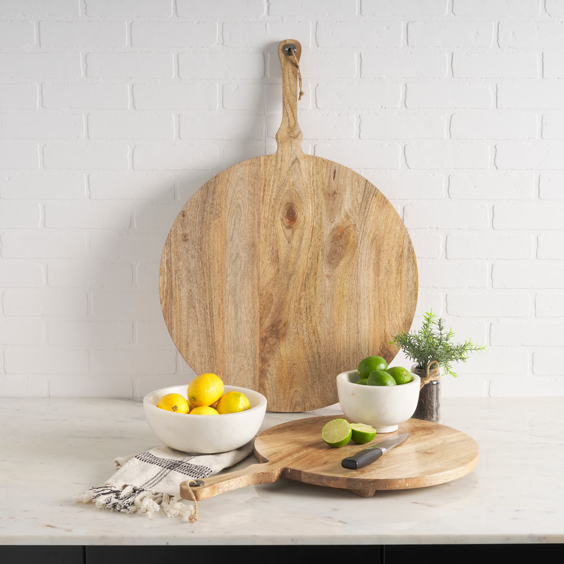 Katora Small Premium Solid White Marble Bowl — in a styled room