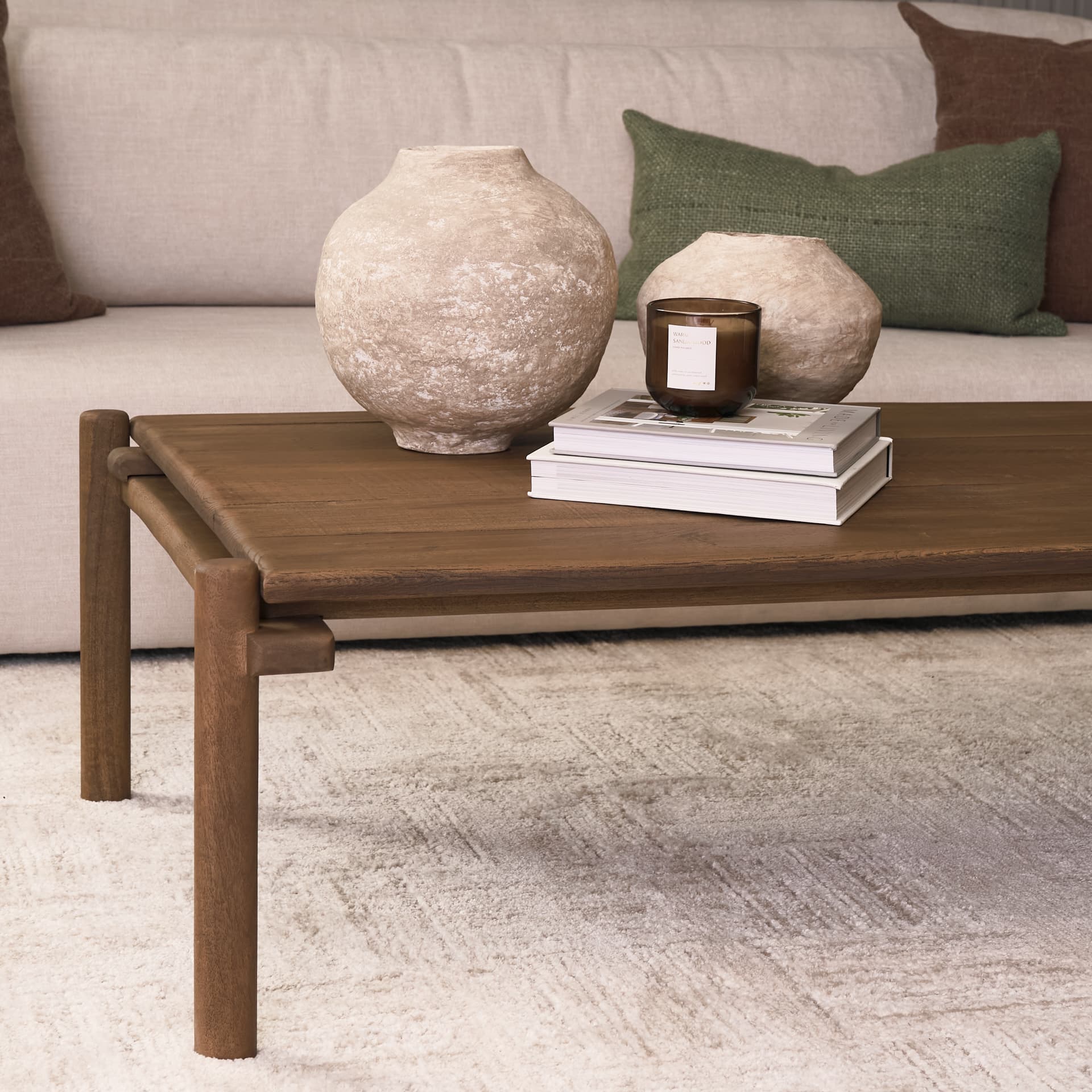 Riven Oak Wood Rectangular Coffee Table — product photograph